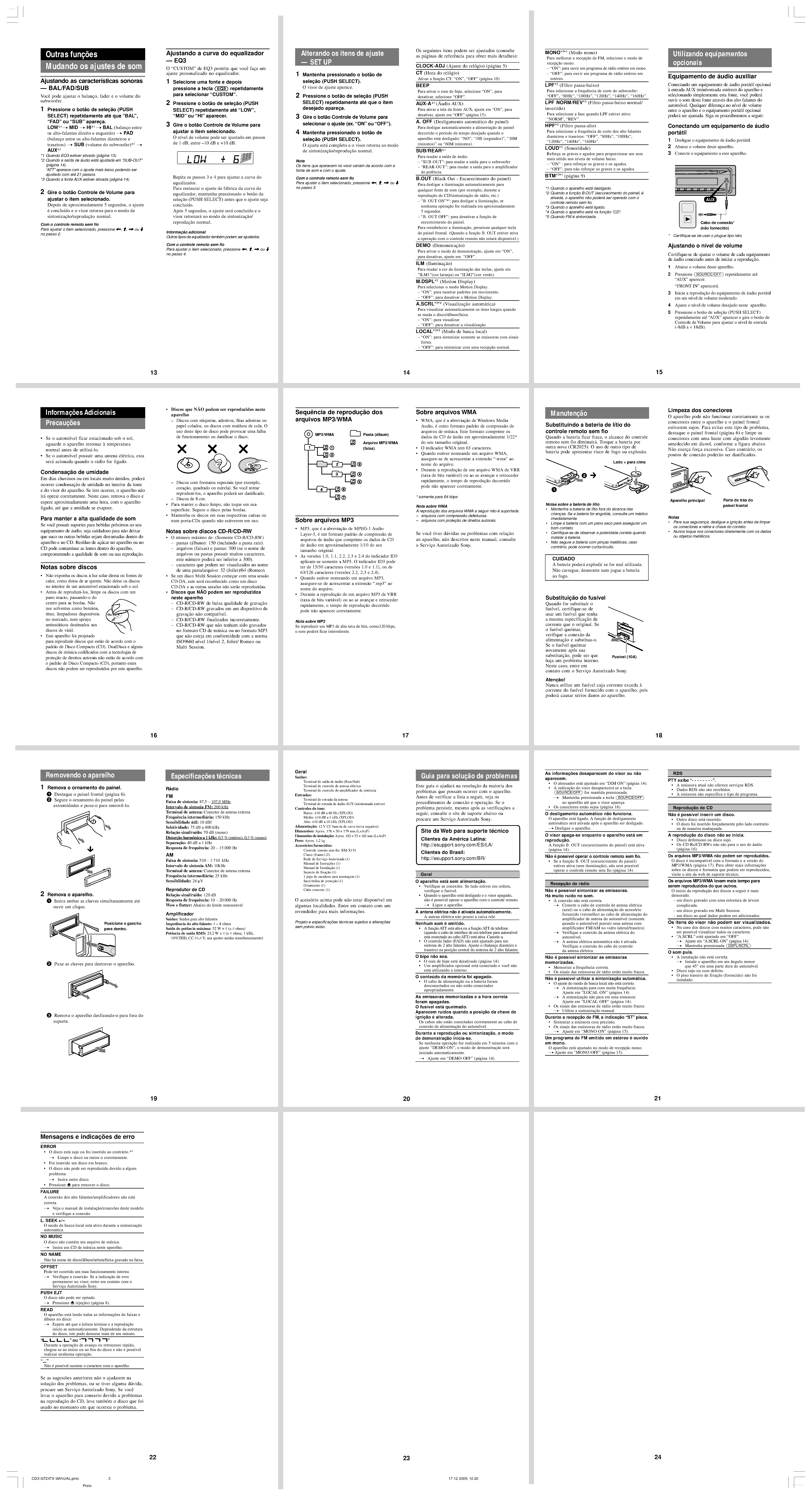 Даташит CDX-GT247X - Auto-Radio FM Stereo страница 2