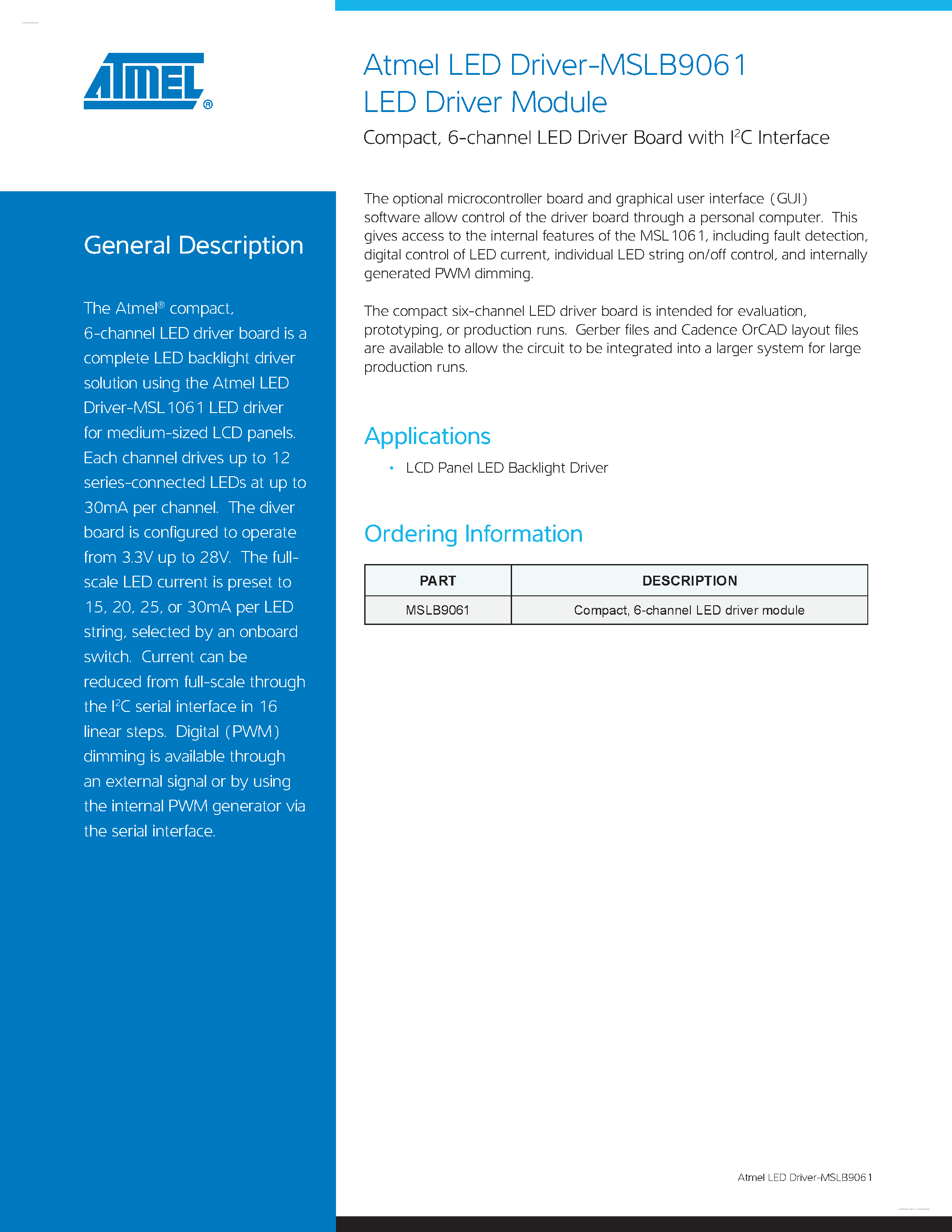 Datasheet MSLB9061 - 6-channel LED Driver Board page 2