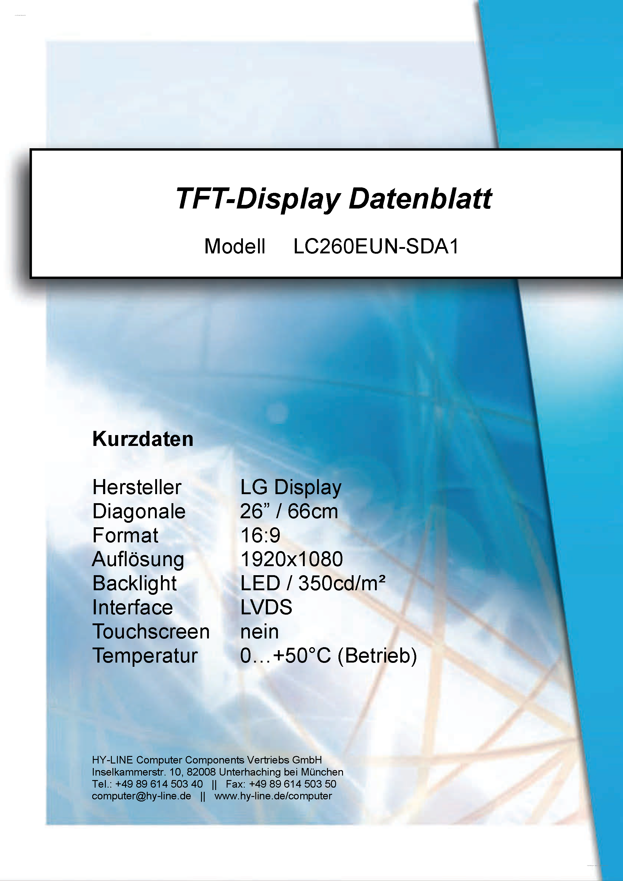 Datasheet LC260EUN-SDA1 page 1 Datasheet LC260EUN-SDA1 - Display Module page 1