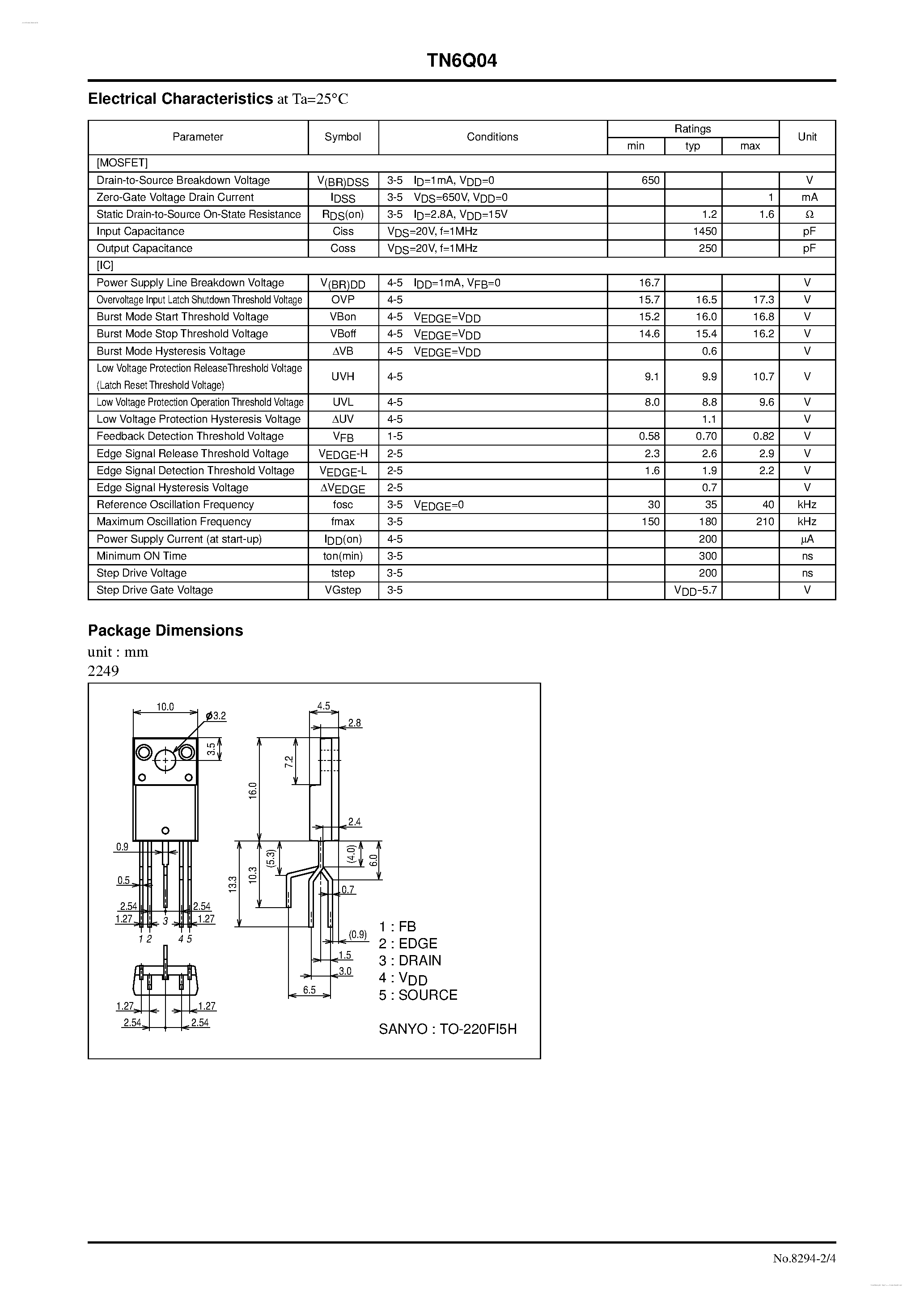 Datasheet TN6Q04 - Quasi-Resonant Switching Power Supply ExPD page 2