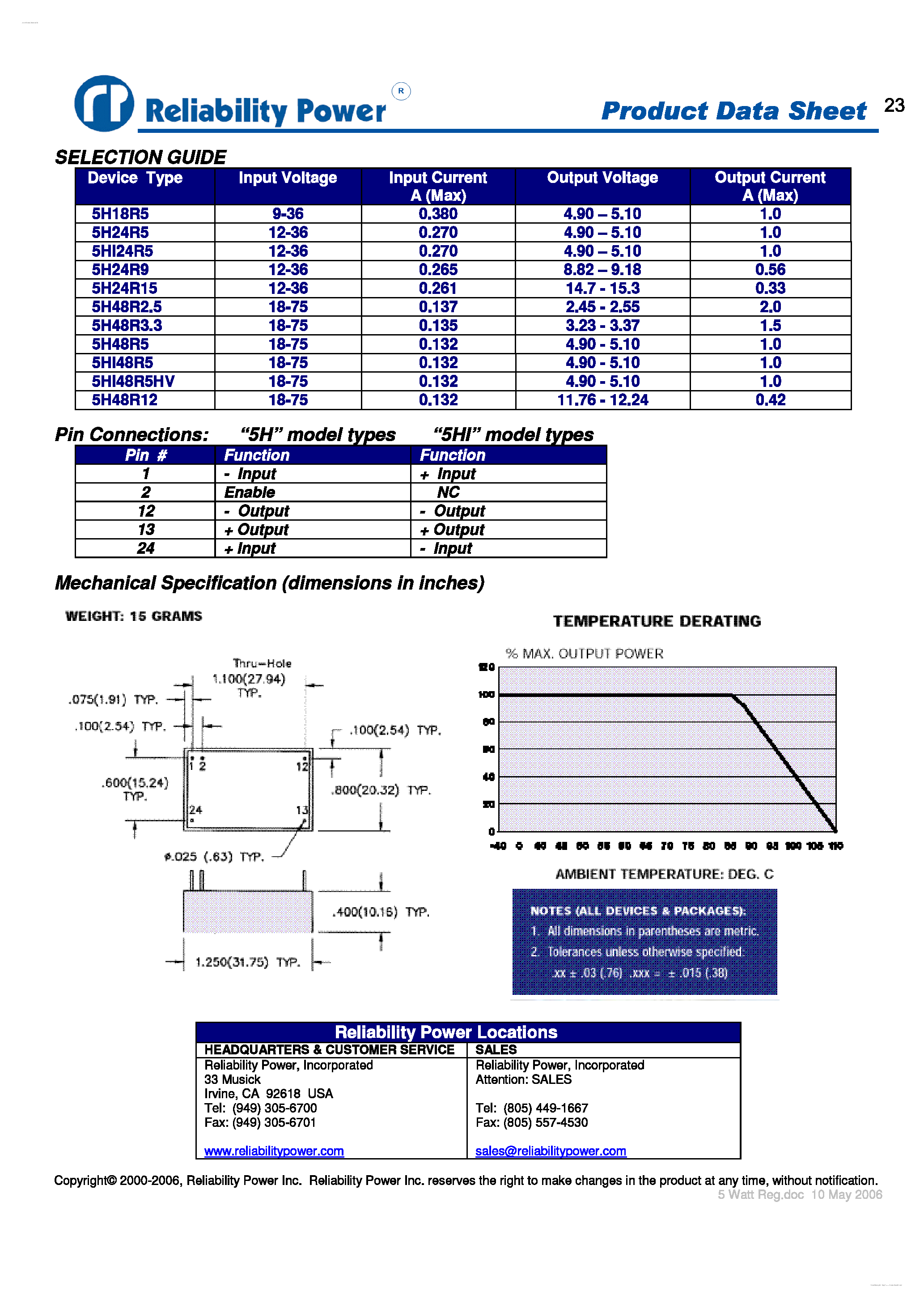 Datasheet 5H48R12 page 2 Datasheet 5H48R12 - page 2