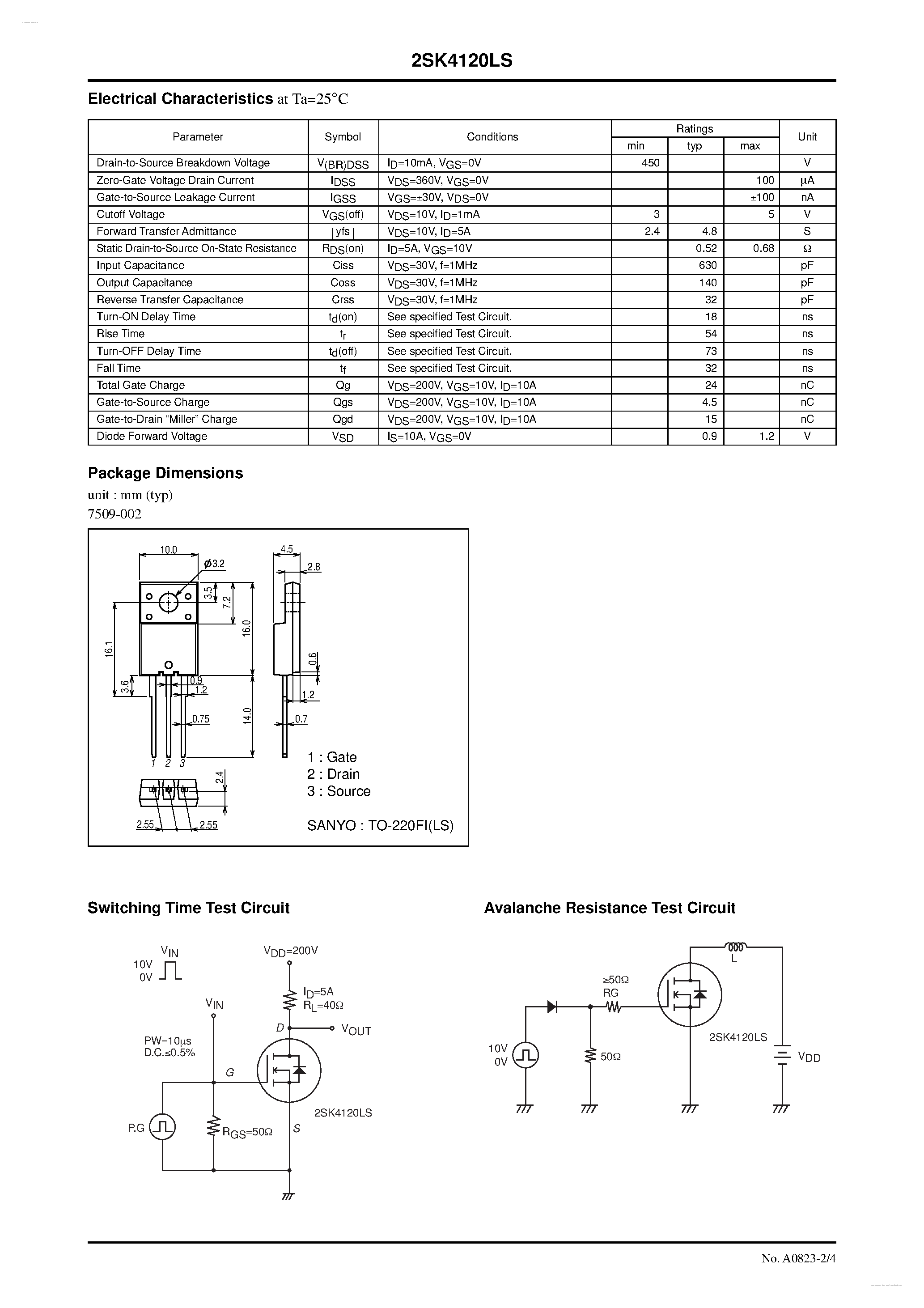 Datasheet 2SK4120LS - N-Channel Silicon MOSFET page 2