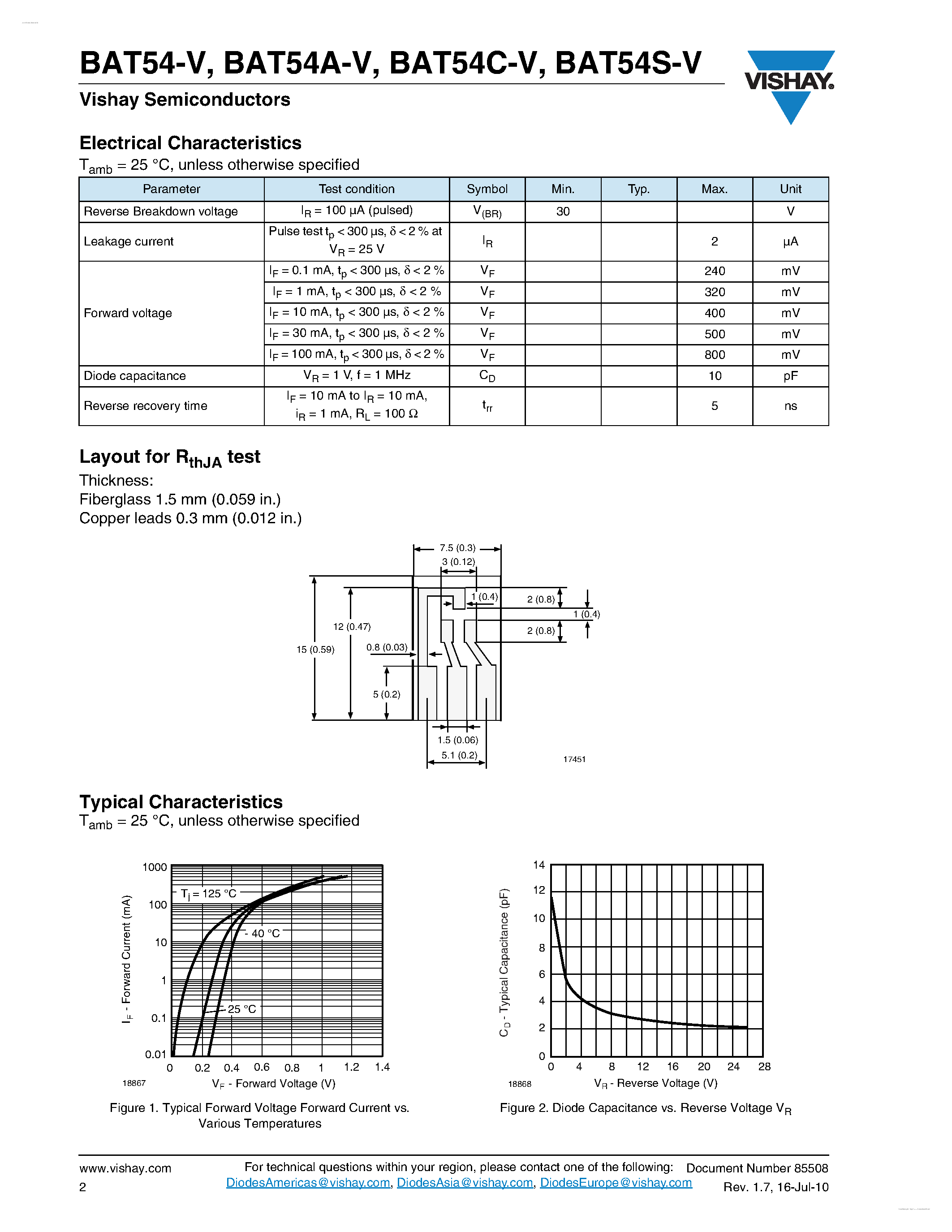 Datasheet BAT54-V - (BAT54x-V) Small Signal Schottky Diodes page 2