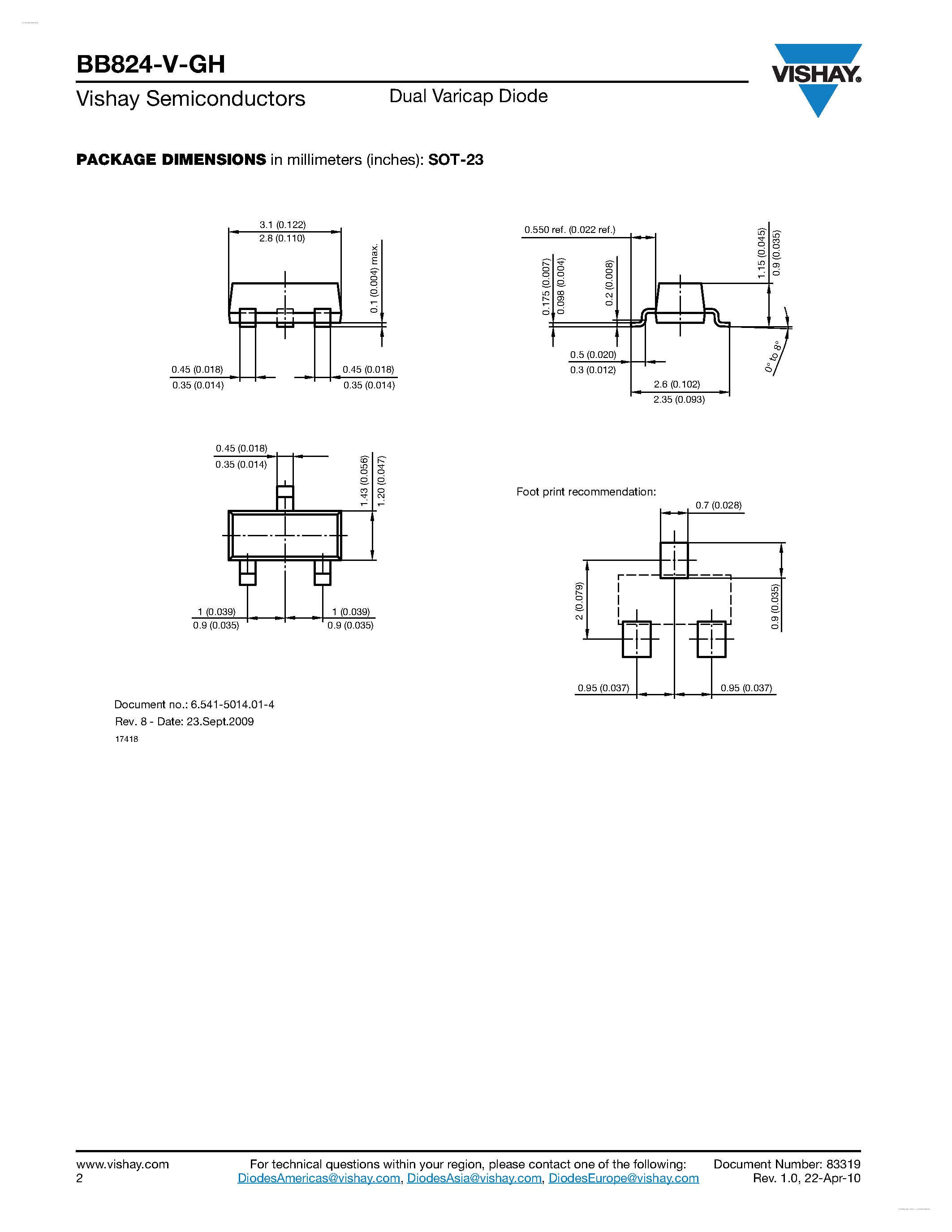 Даташит BB824-V-GH - Dual Varicap Diode страница 2