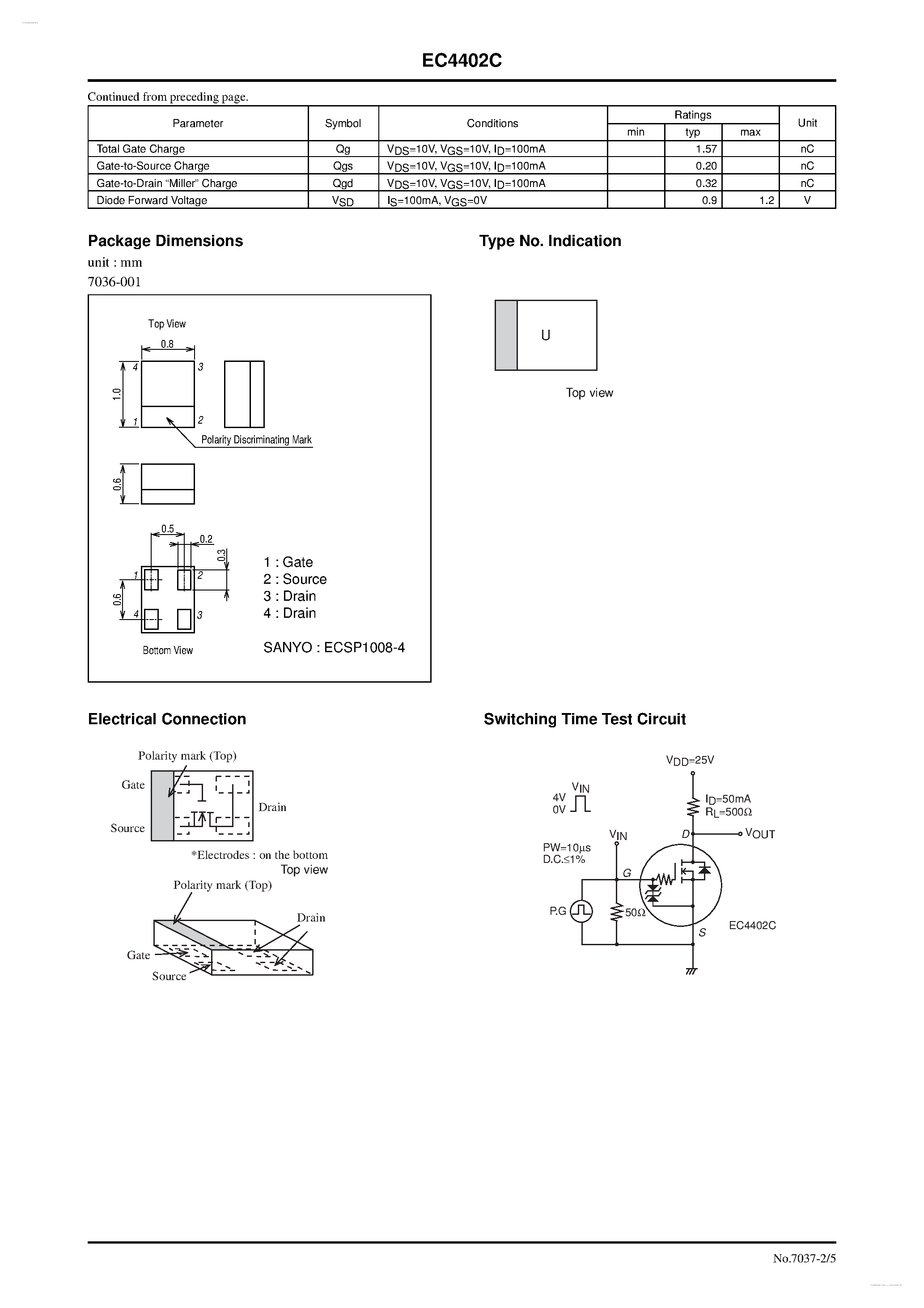 Даташит на микросхему EC4402C страница 2 Даташит EC4402C - Small Signal Switch and Interface Applications страница 2