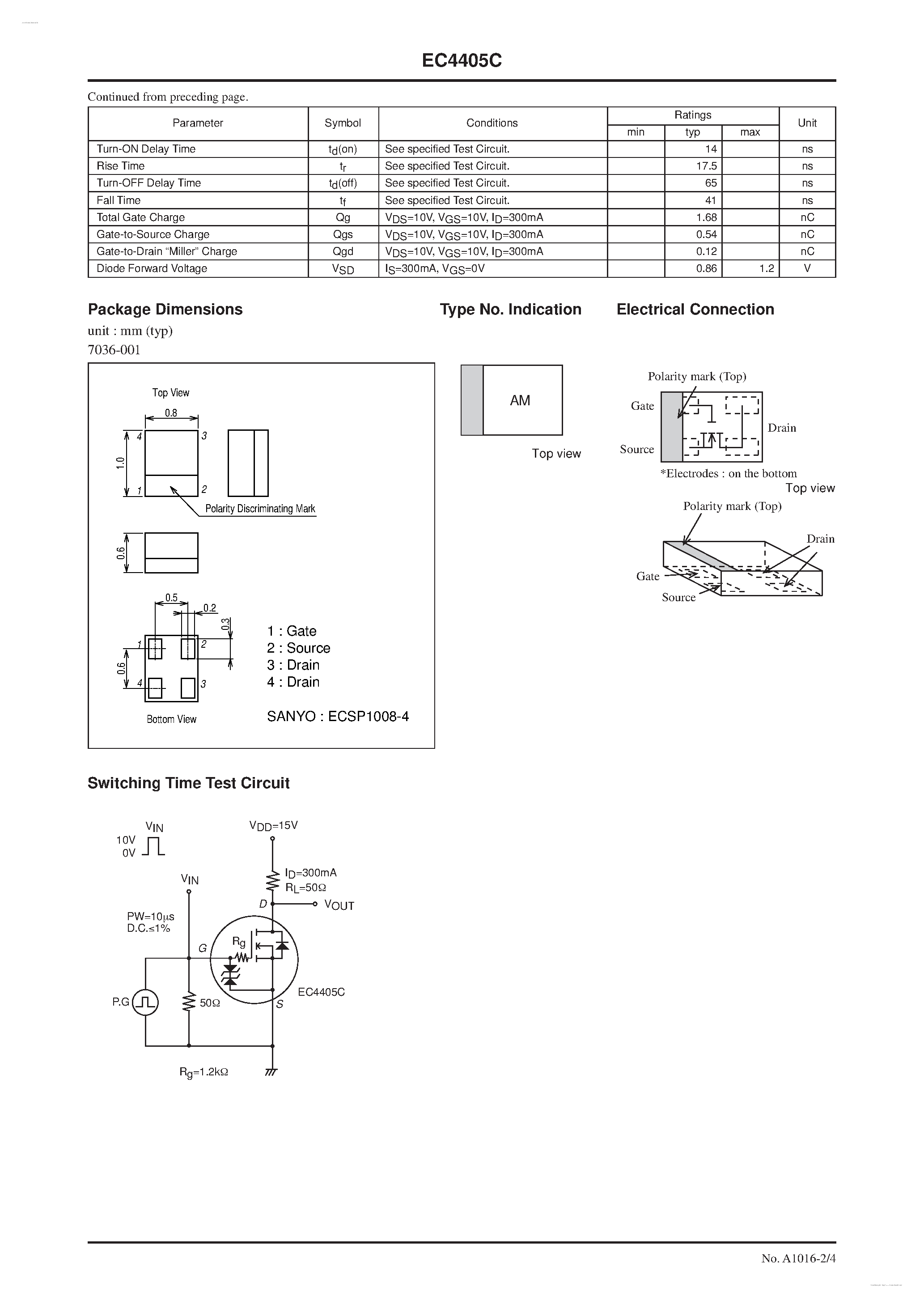 Datasheet EC4405C - N-Channel Silicon MOSFET page 2