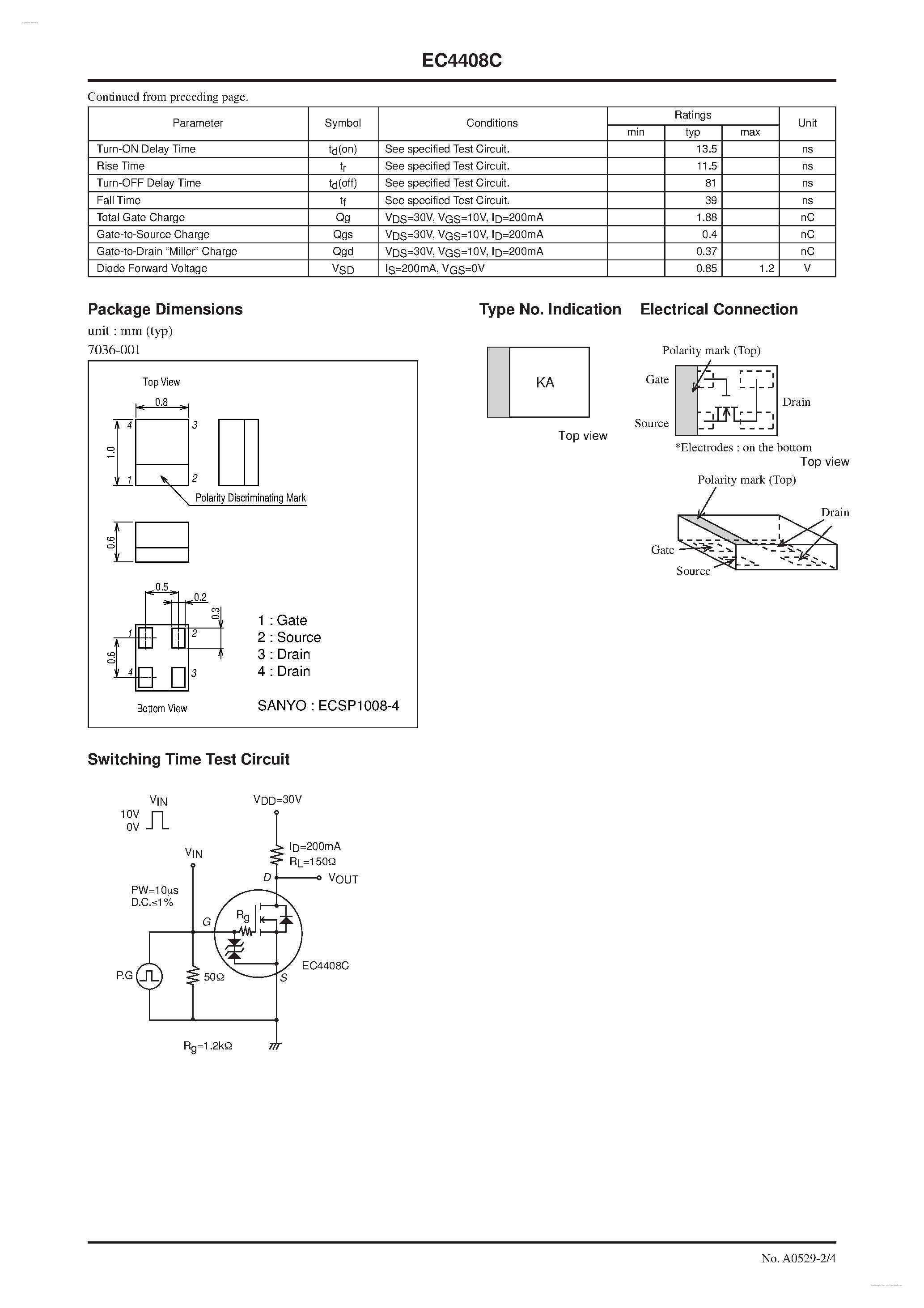 Datasheet EC4408C - N-Channel Silicon MOSFET page 2
