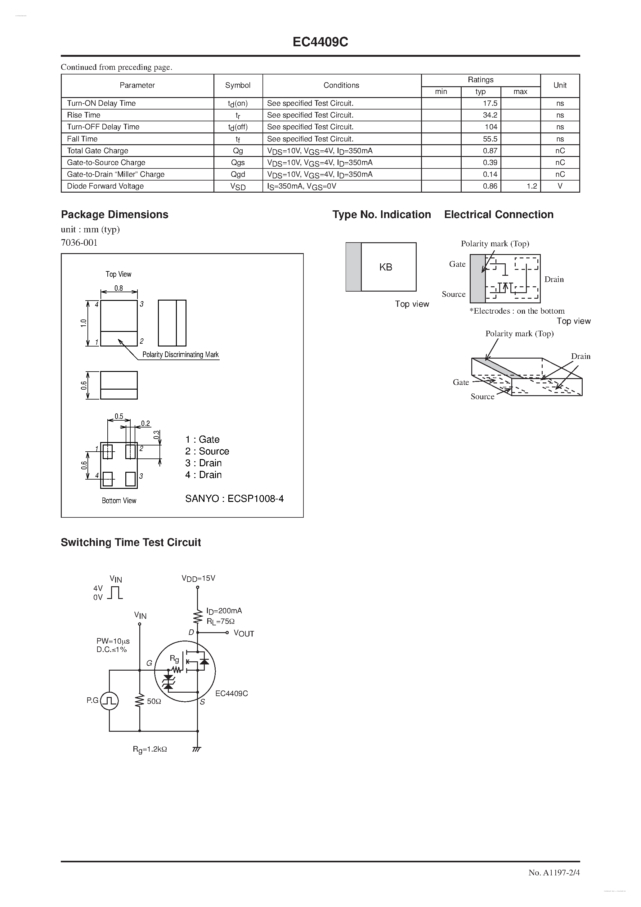 Datasheet EC4409C - N-Channel Silicon MOSFET page 2
