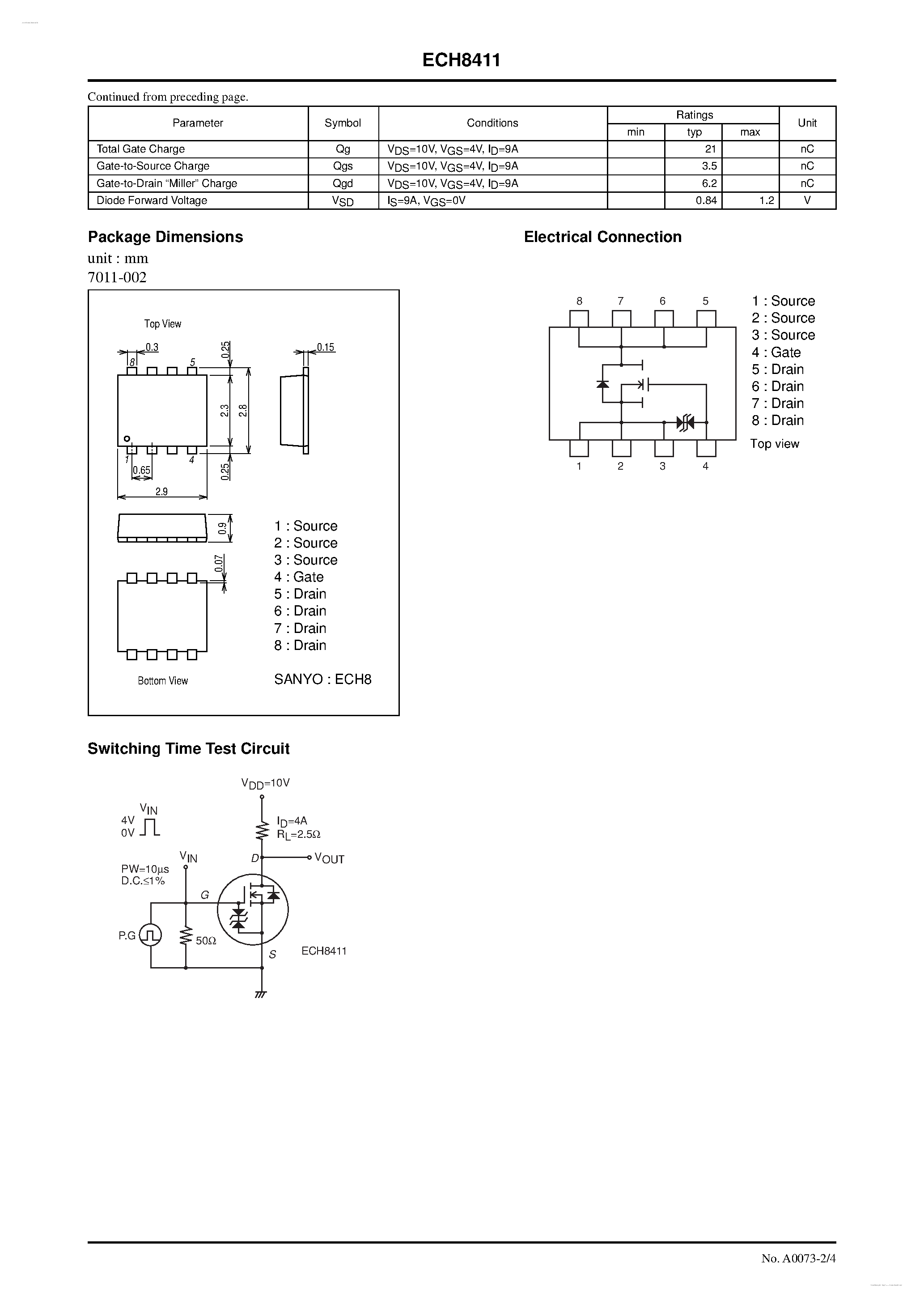 Datasheet ECH8411 - N-Channel Silicon MOSFET page 2