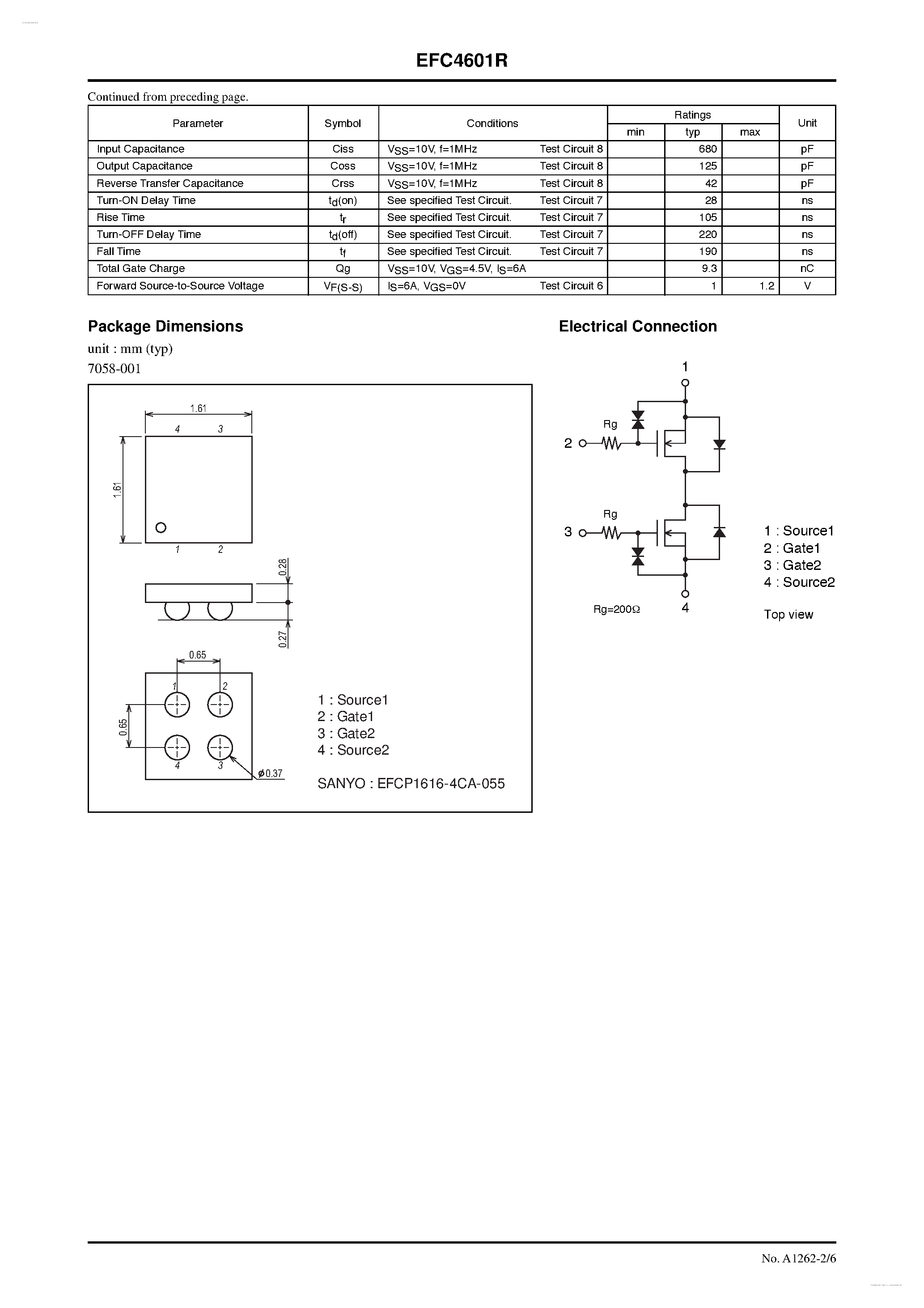 Datasheet EFC4601R - N-Channel Silicon MOSFET page 2
