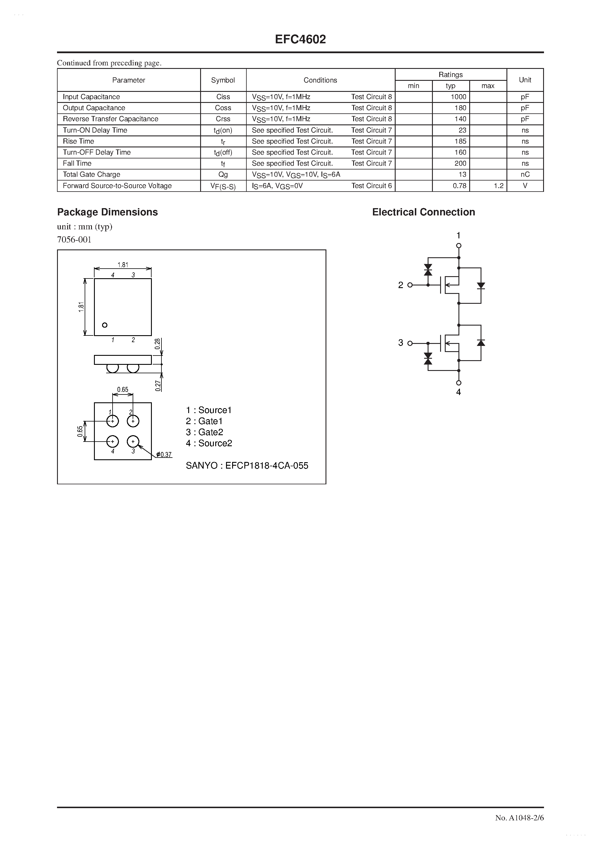 Datasheet EFC4602 - N-Channel Silicon MOSFET page 2
