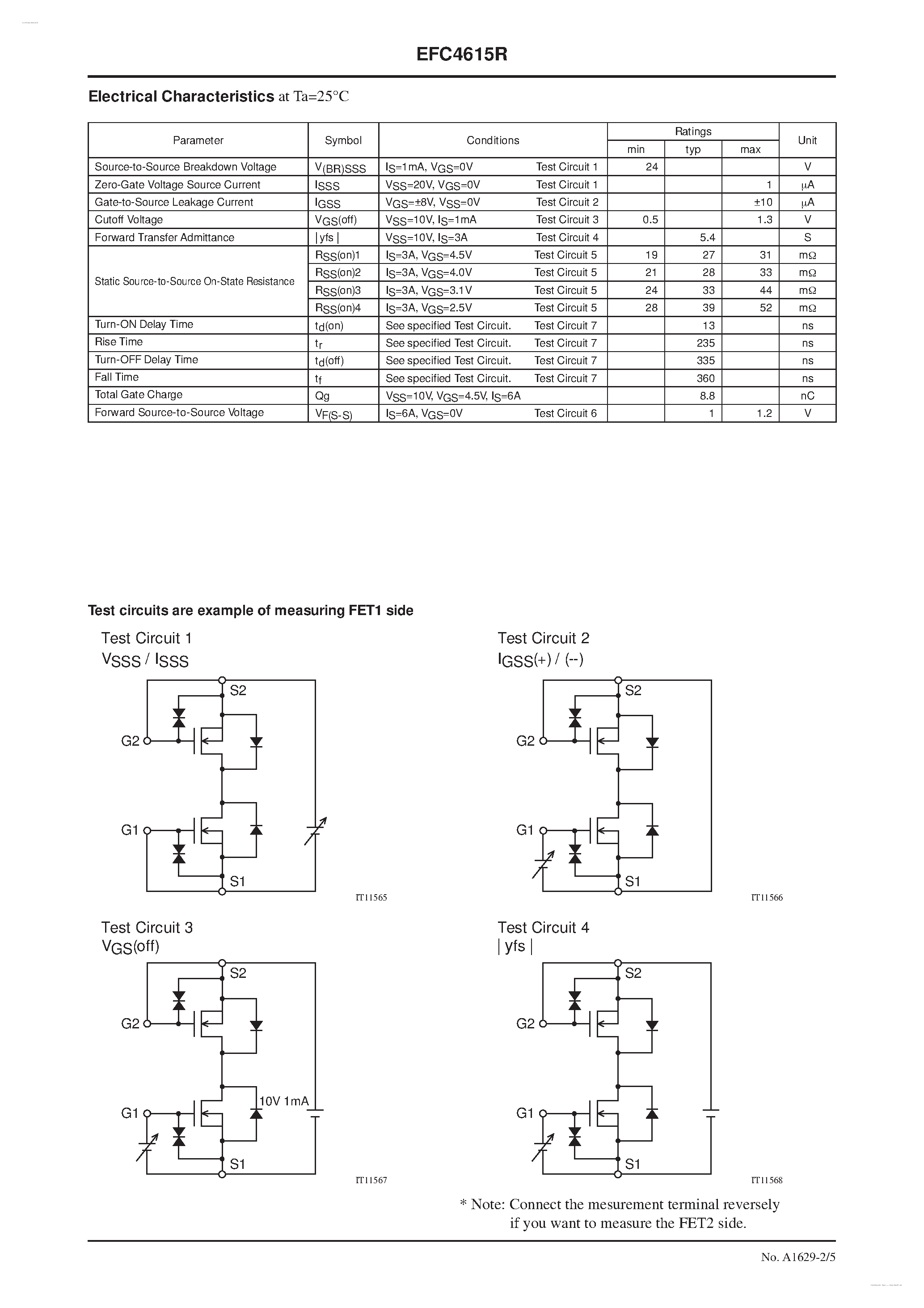Datasheet EFC4615R - N-Channel Silicon MOSFET page 2