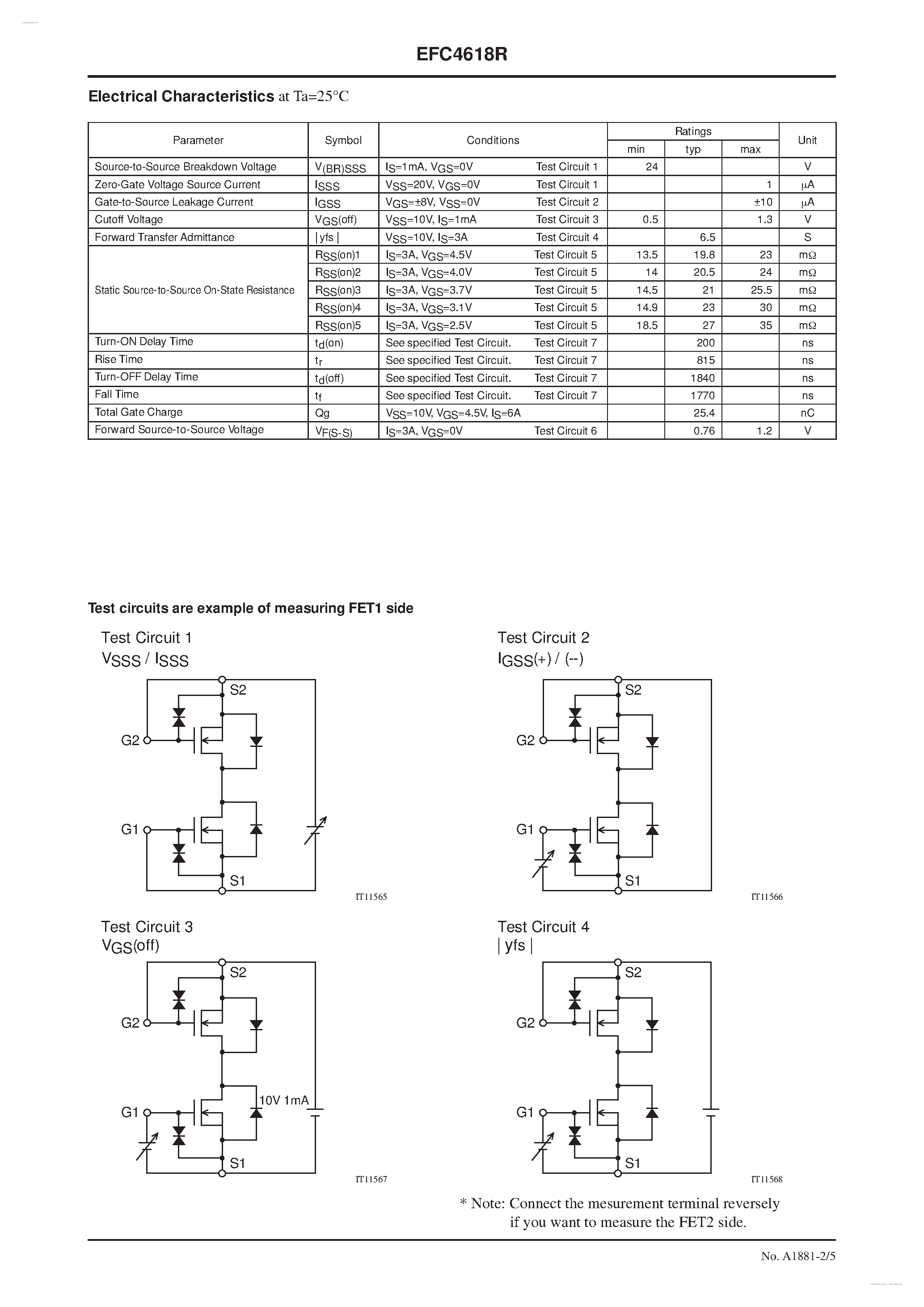 Datasheet EFC4618R - N-Channel Silicon MOSFET page 2