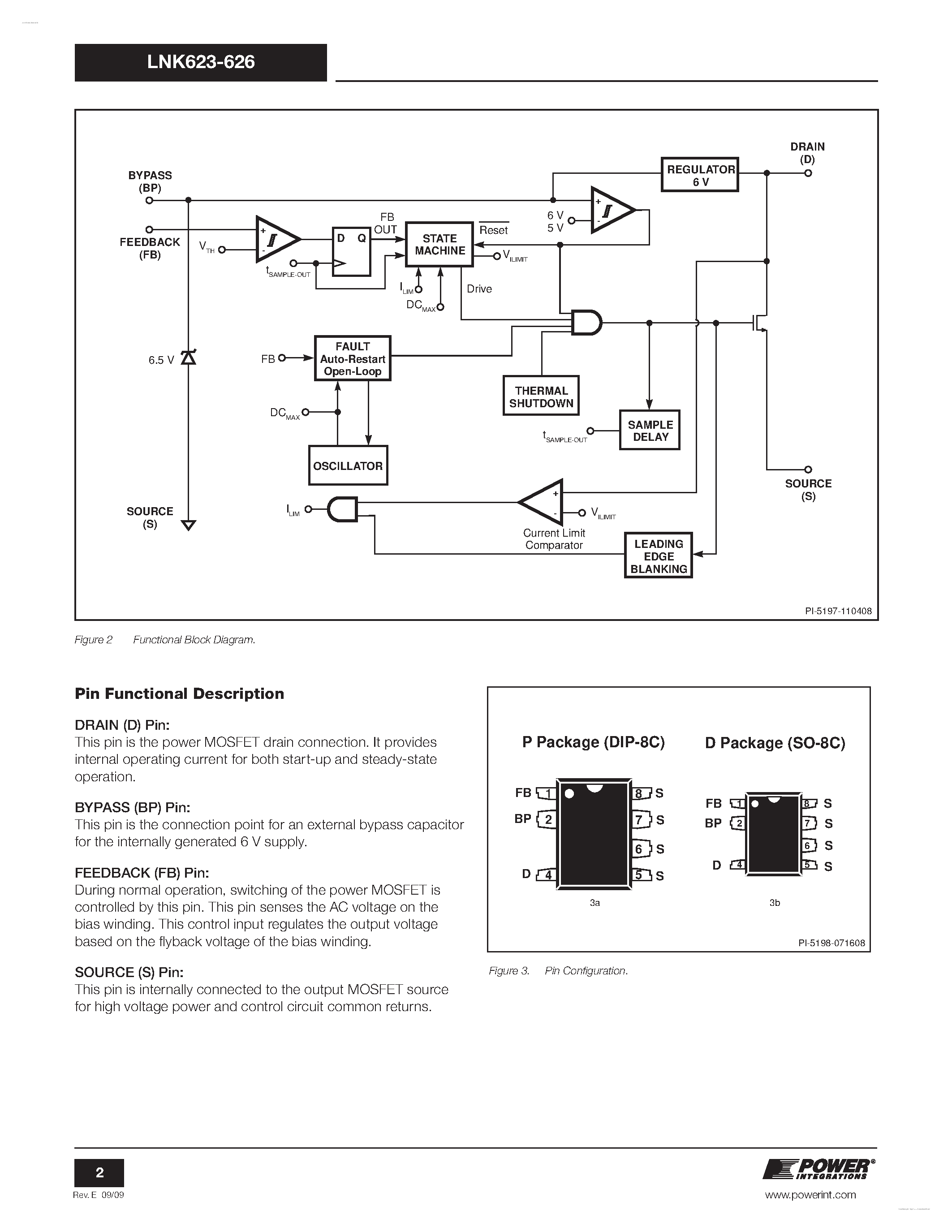 Даташит на микросхему LNK623 страница 2 Даташит LNK623 - (LNK623 - LNK626) Energy-Effi cient / Off-line Switcher страница 2