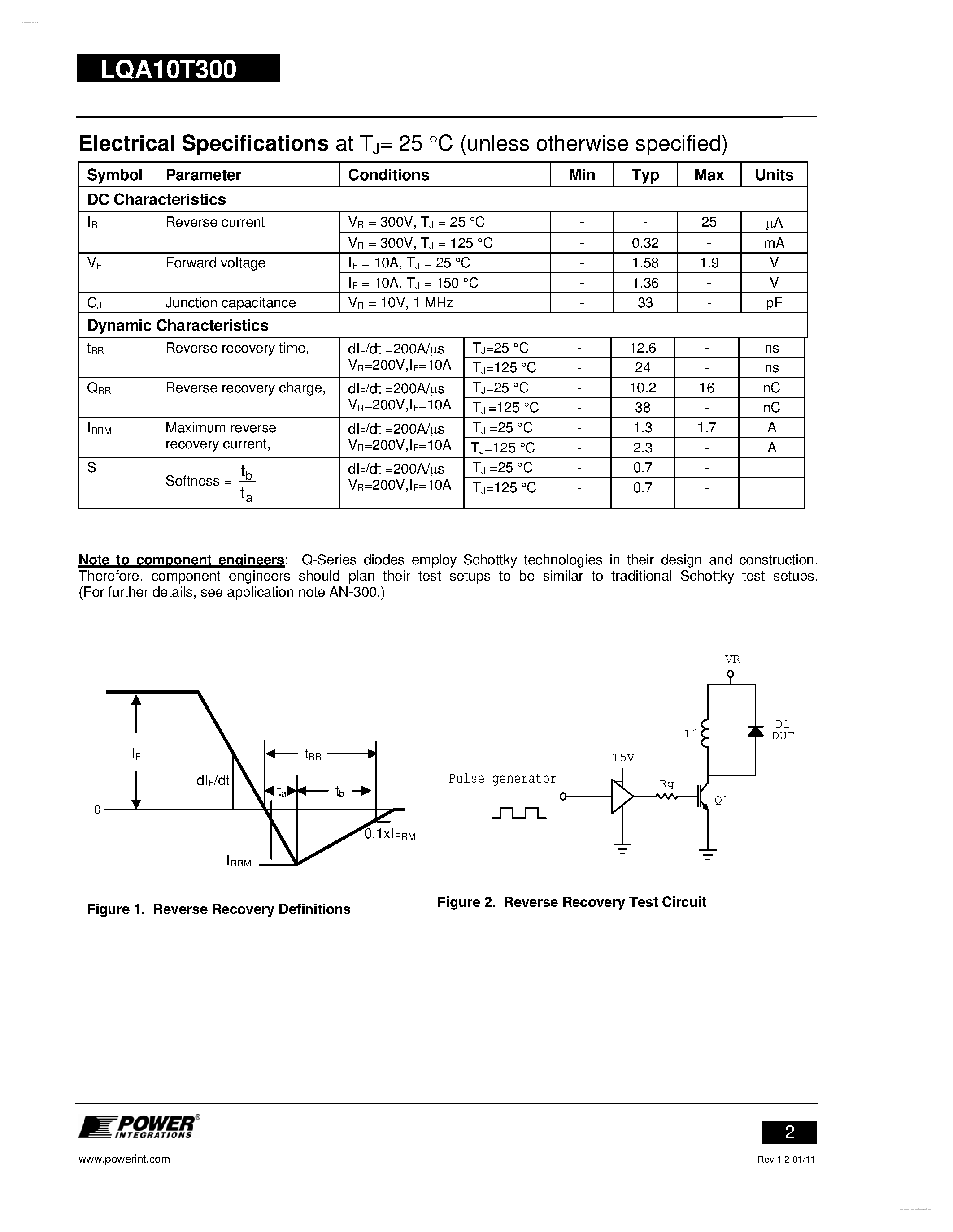 Datasheet LQA10T300 page 2 Datasheet LQA10T300 - Q-Series Diode page 2