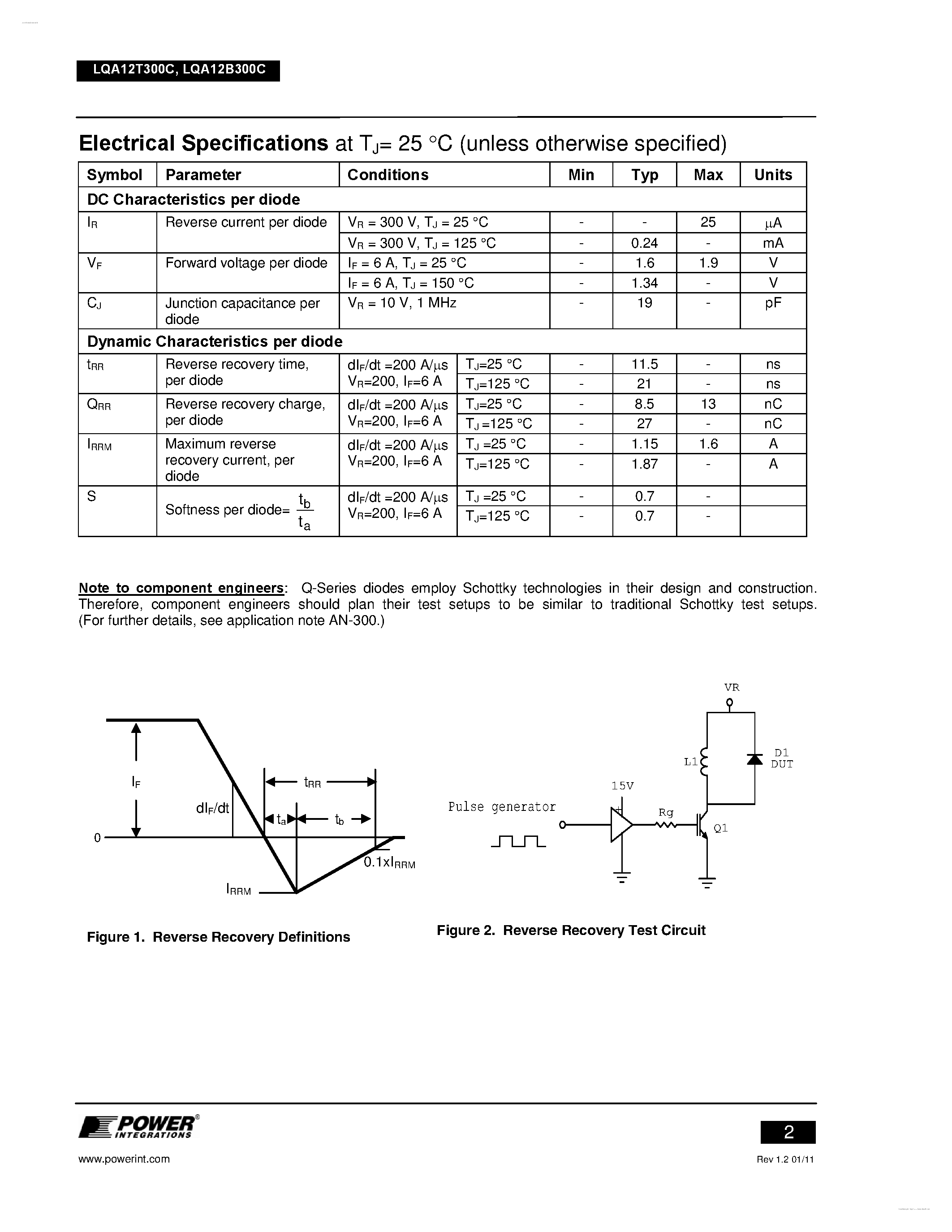 Datasheet LQA12B300C page 2 Datasheet LQA12B300C - Q-Series Common-Cathode Diode page 2