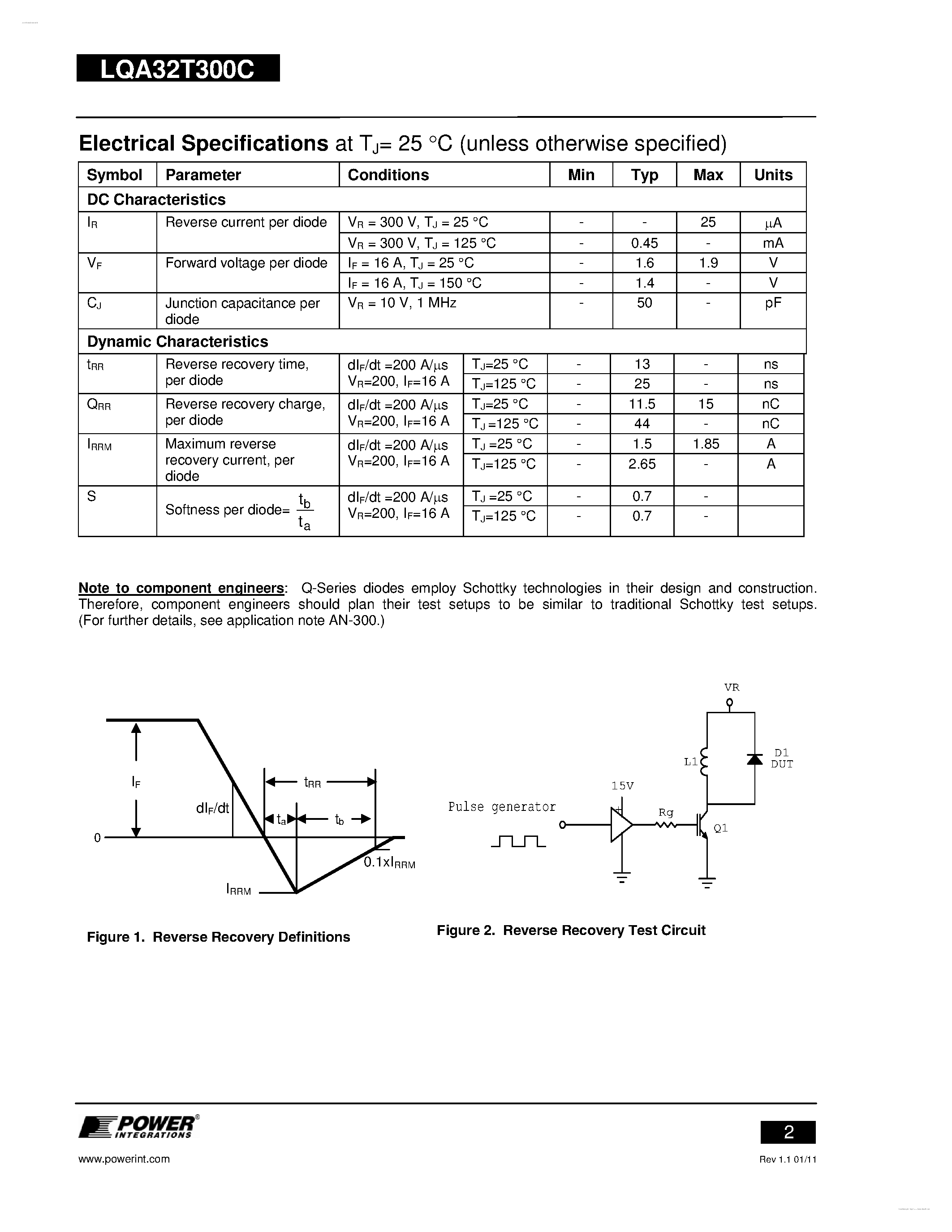 Datasheet LQA32T300C page 2 Datasheet LQA32T300C - Q-Series Common-Cathode Diode page 2