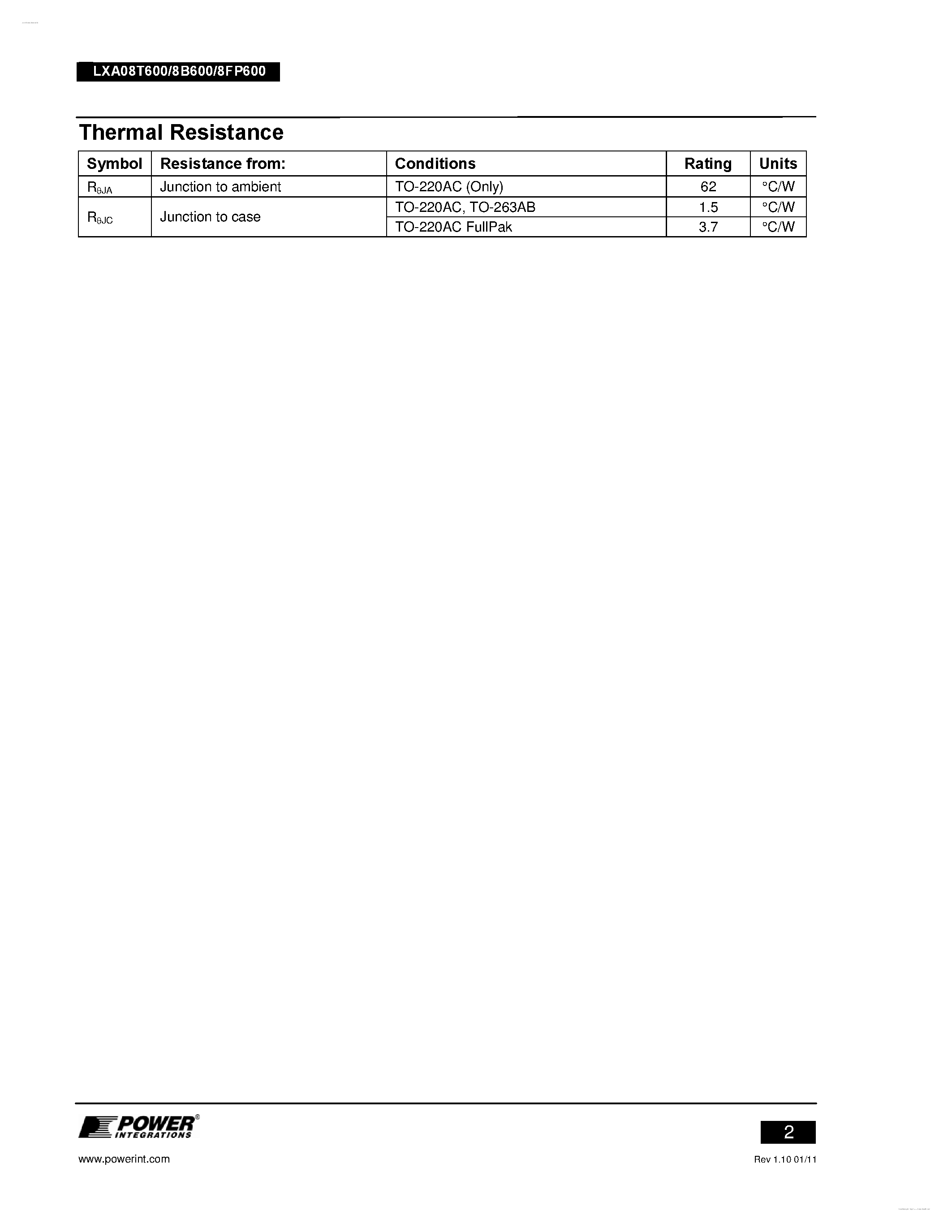 Datasheet LXA08B600 - X-Series PFC Diode page 2