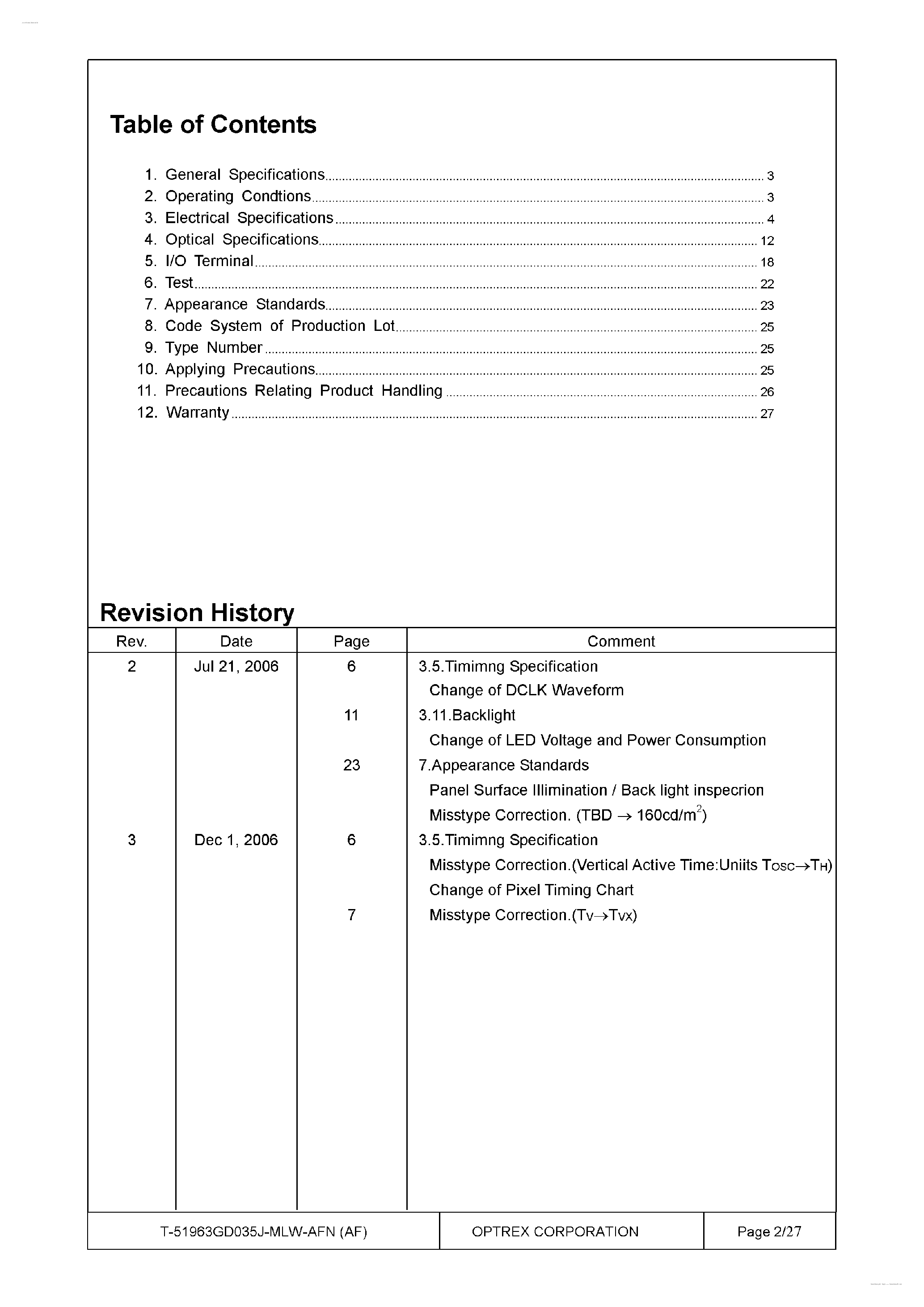 Datasheet T-51963GD035J-MLW-AFN page 2 Datasheet T-51963GD035J-MLW-AFN - Display Module page 2