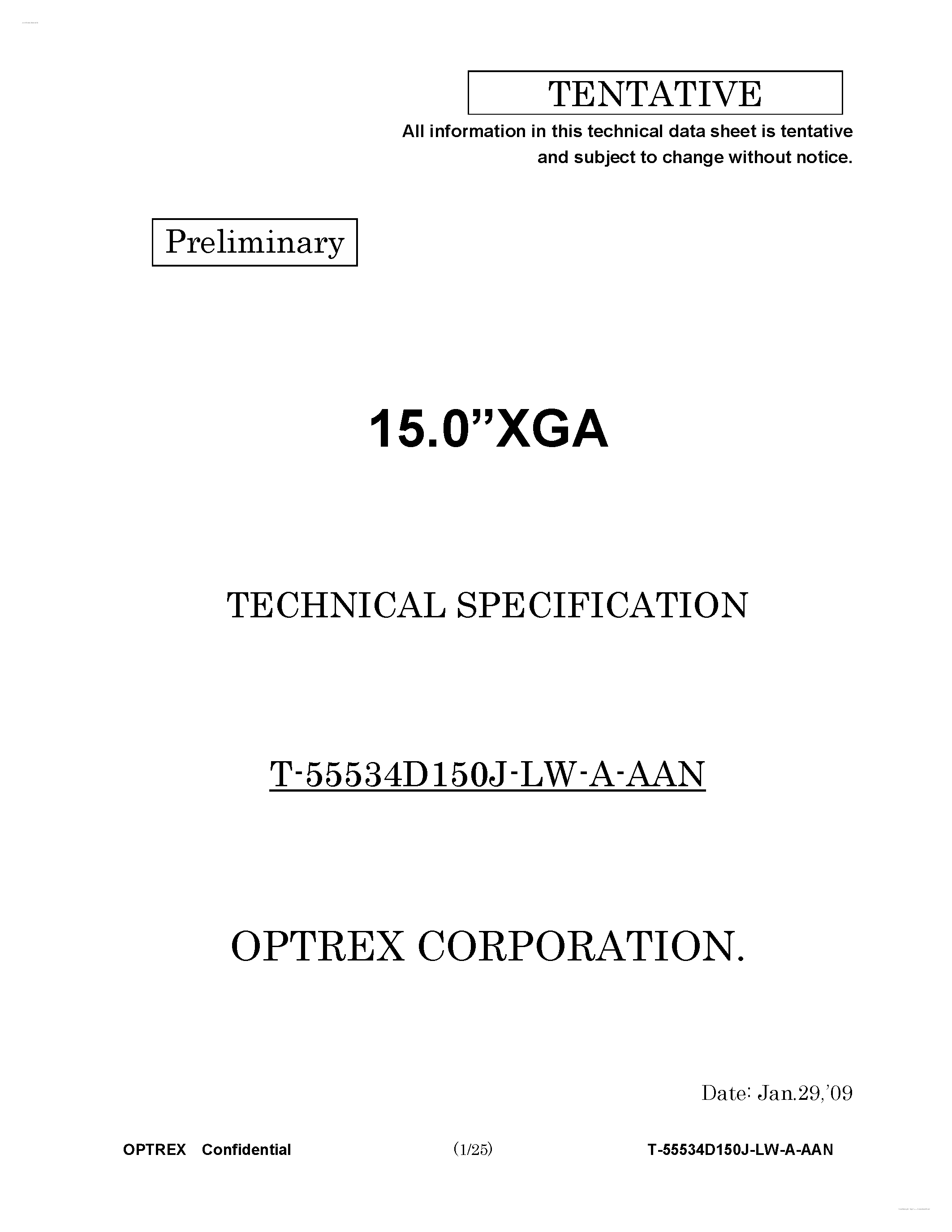 Datasheet T-55534D150J-LW-A-AAN page 1 Datasheet T-55534D150J-LW-A-AAN - Display Module page 1