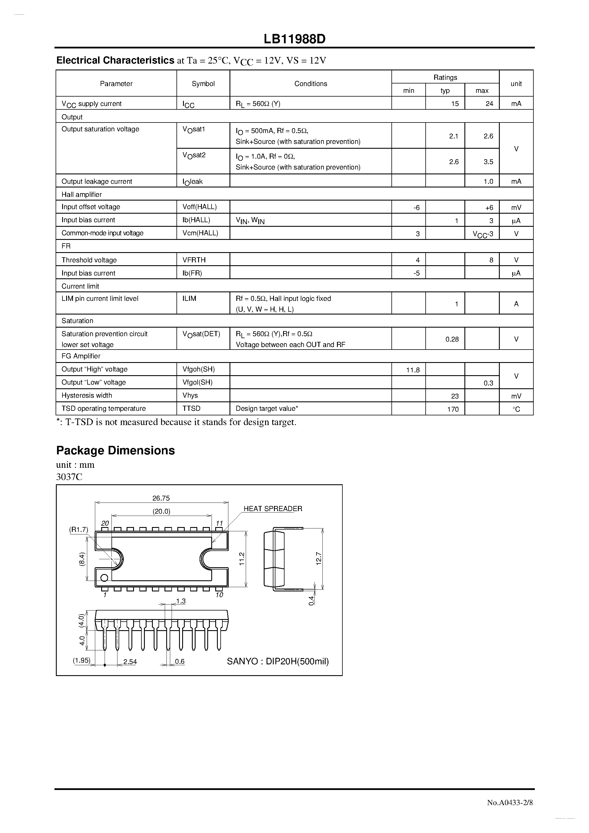 Datasheet LB11988D - Fan Motor Driver page 2