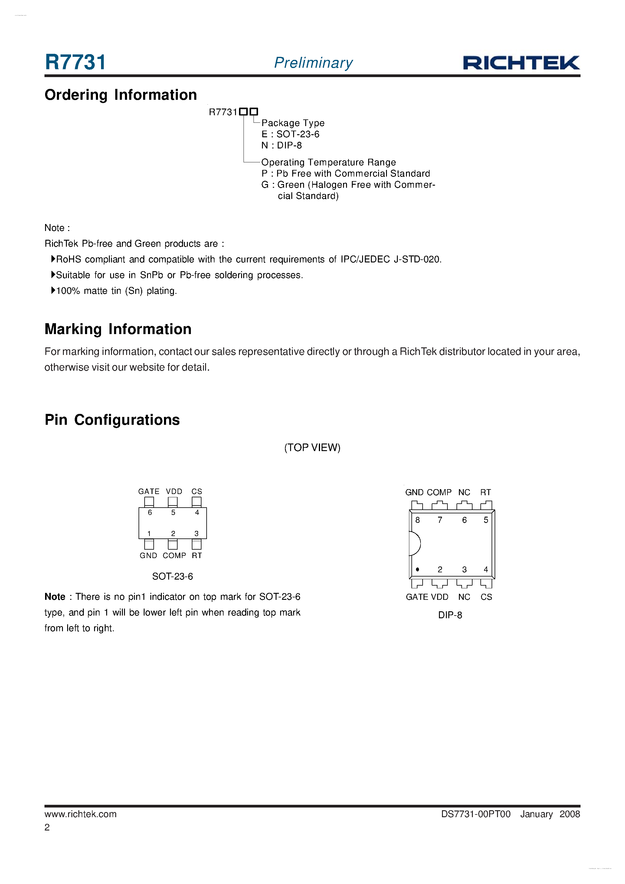 Даташит R7731 - Burst Triple-Mode PWM Flyback Controller страница 2