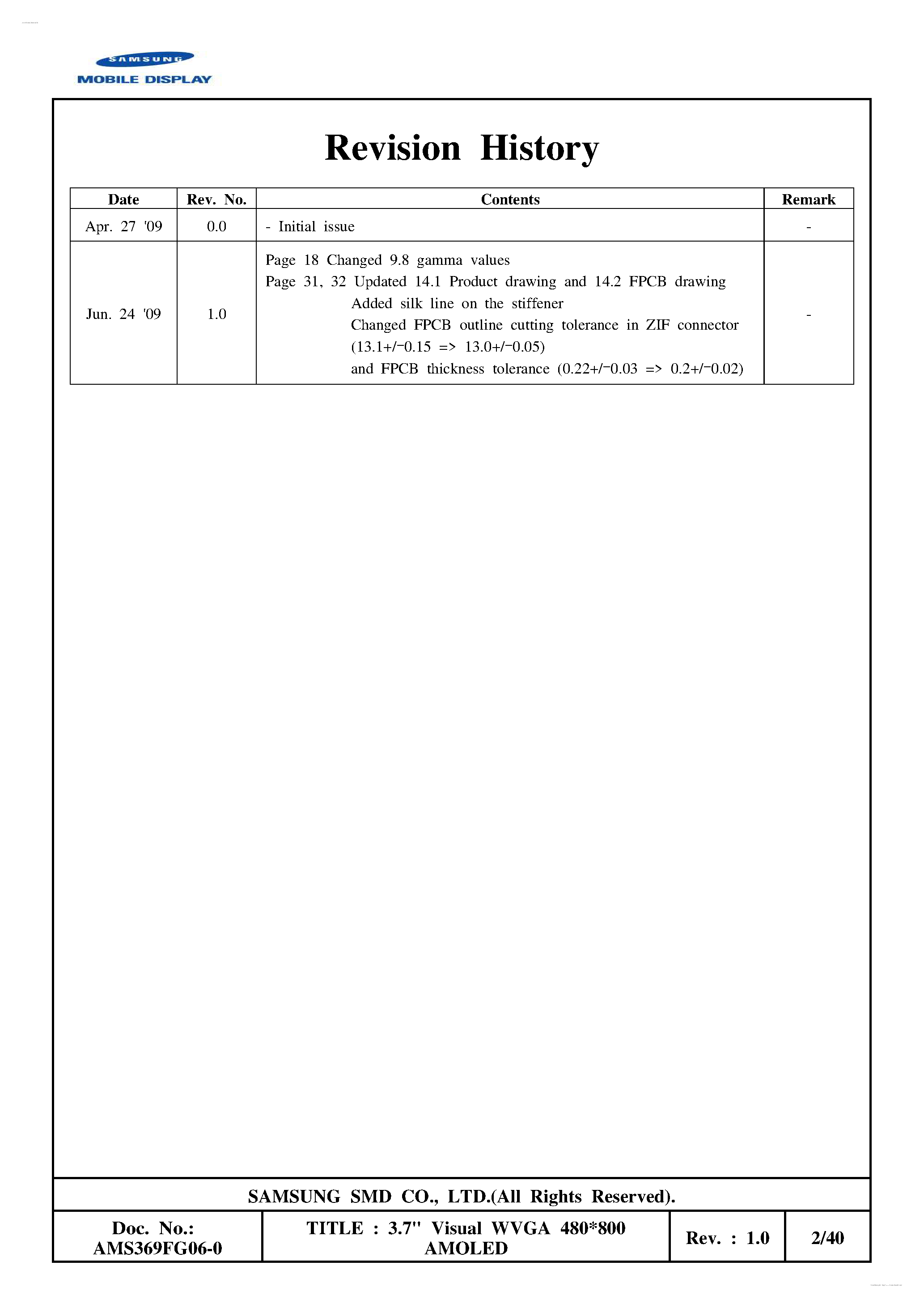Datasheet AMS369FG06-0 - Display Module page 2