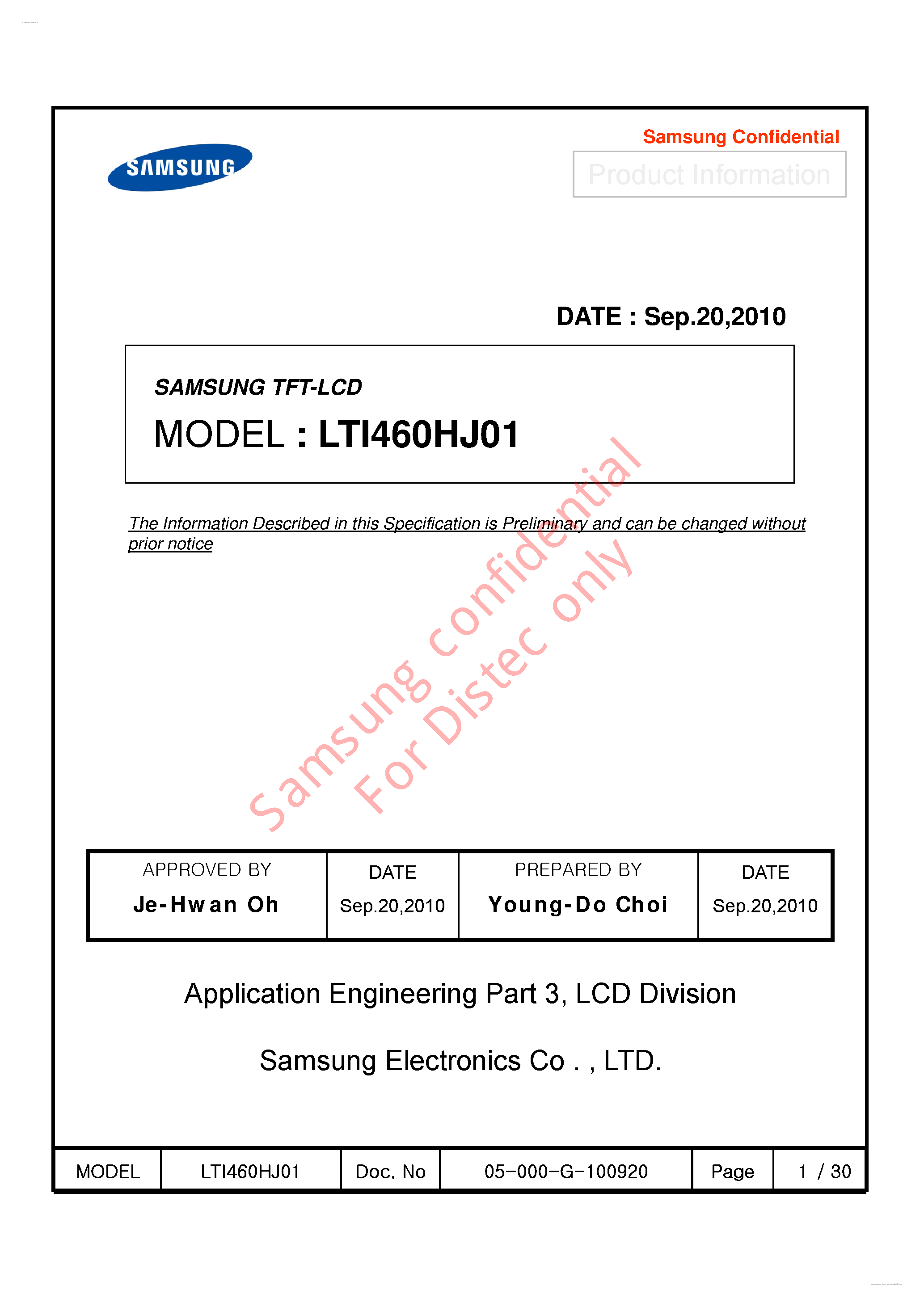 Даташит на микросхему LTI460HJ01 страница 2 Даташит LTI460HJ01 - Display Module страница 2