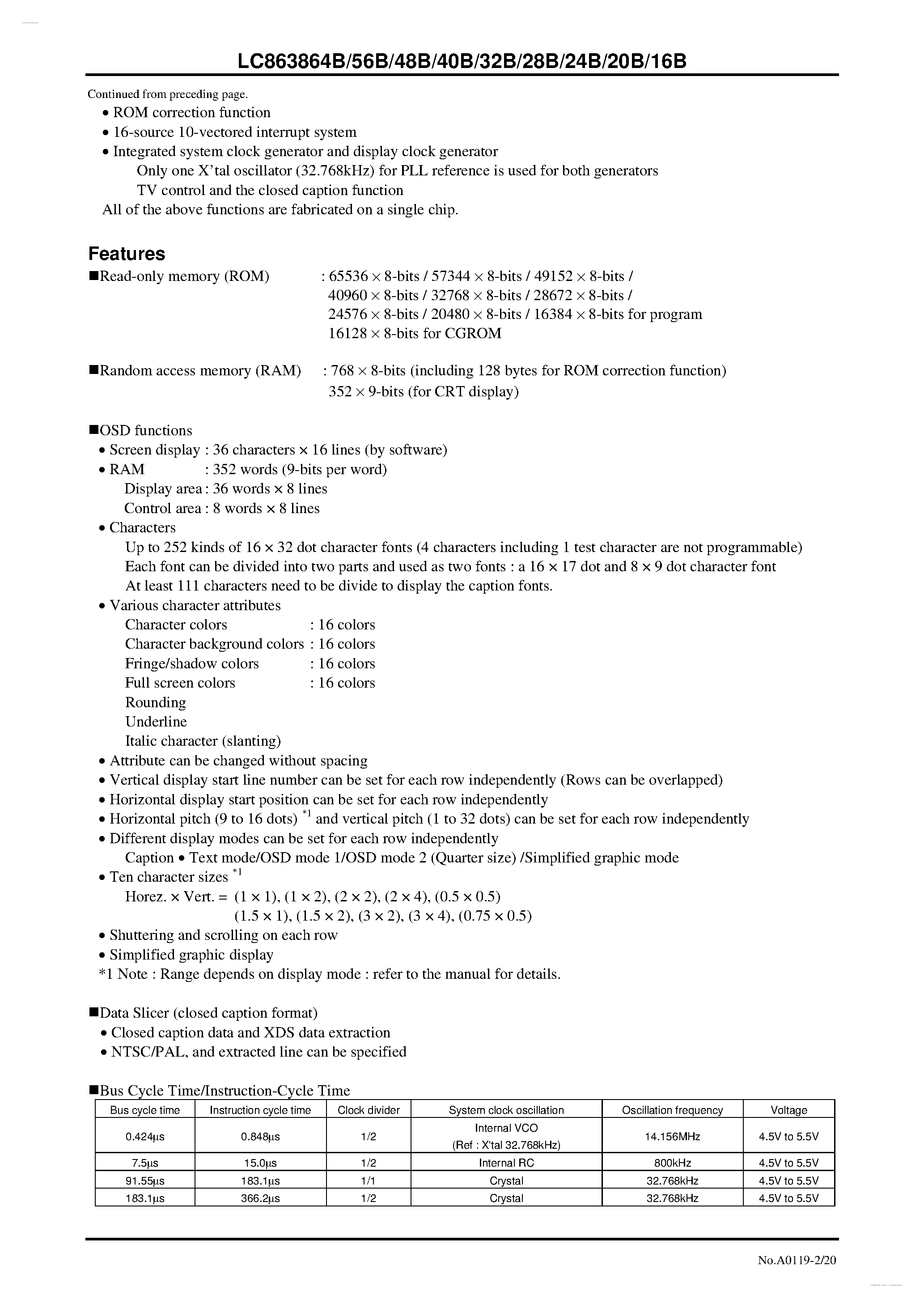 Datasheet LC863816B - 8-bit 1-chip Microcontroller page 2