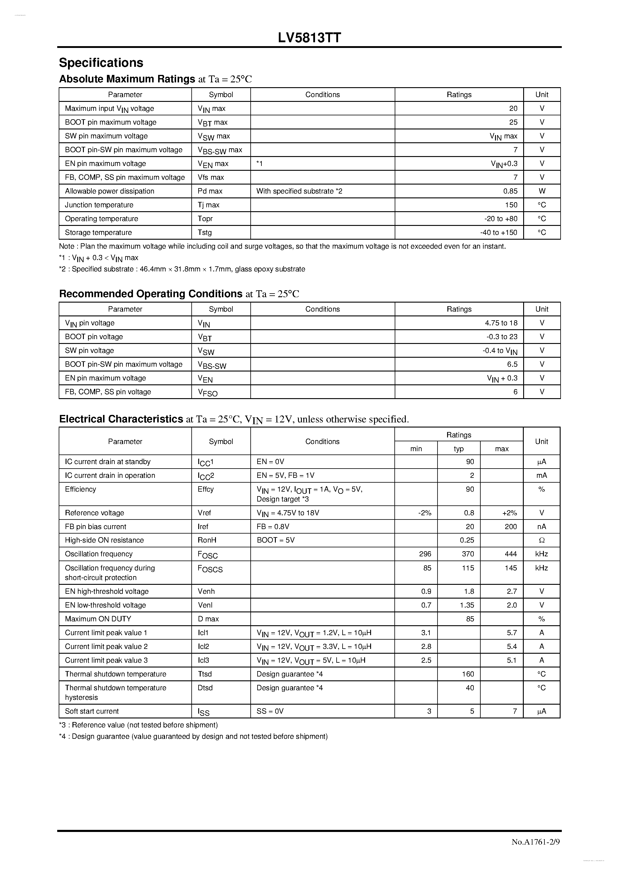Datasheet LV5813TT - Step-down Switching Regulator page 2