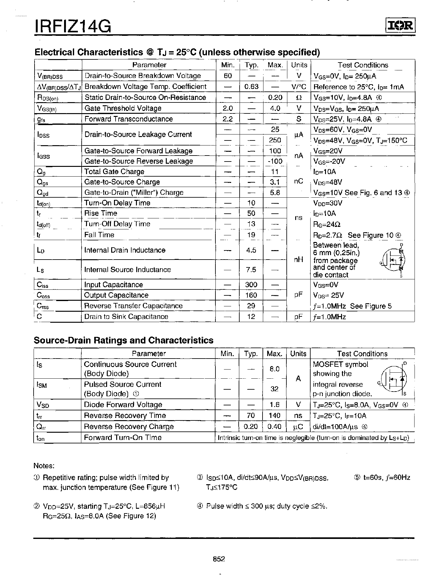 Datasheet IRFIZ14G - HEXFET Power MOSFET page 2