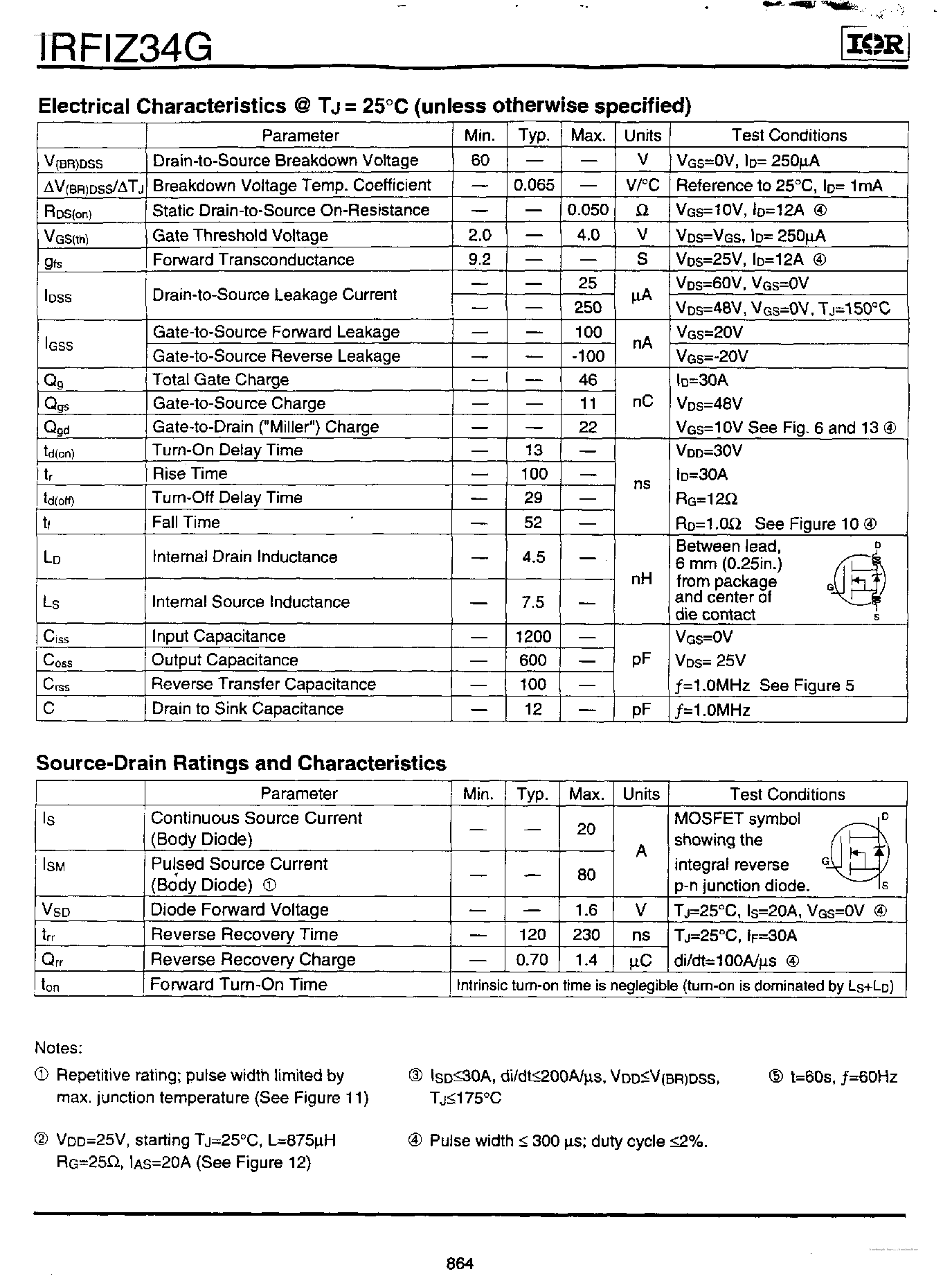Datasheet IRFIZ34G - HEXFET POWER MOSFET page 2