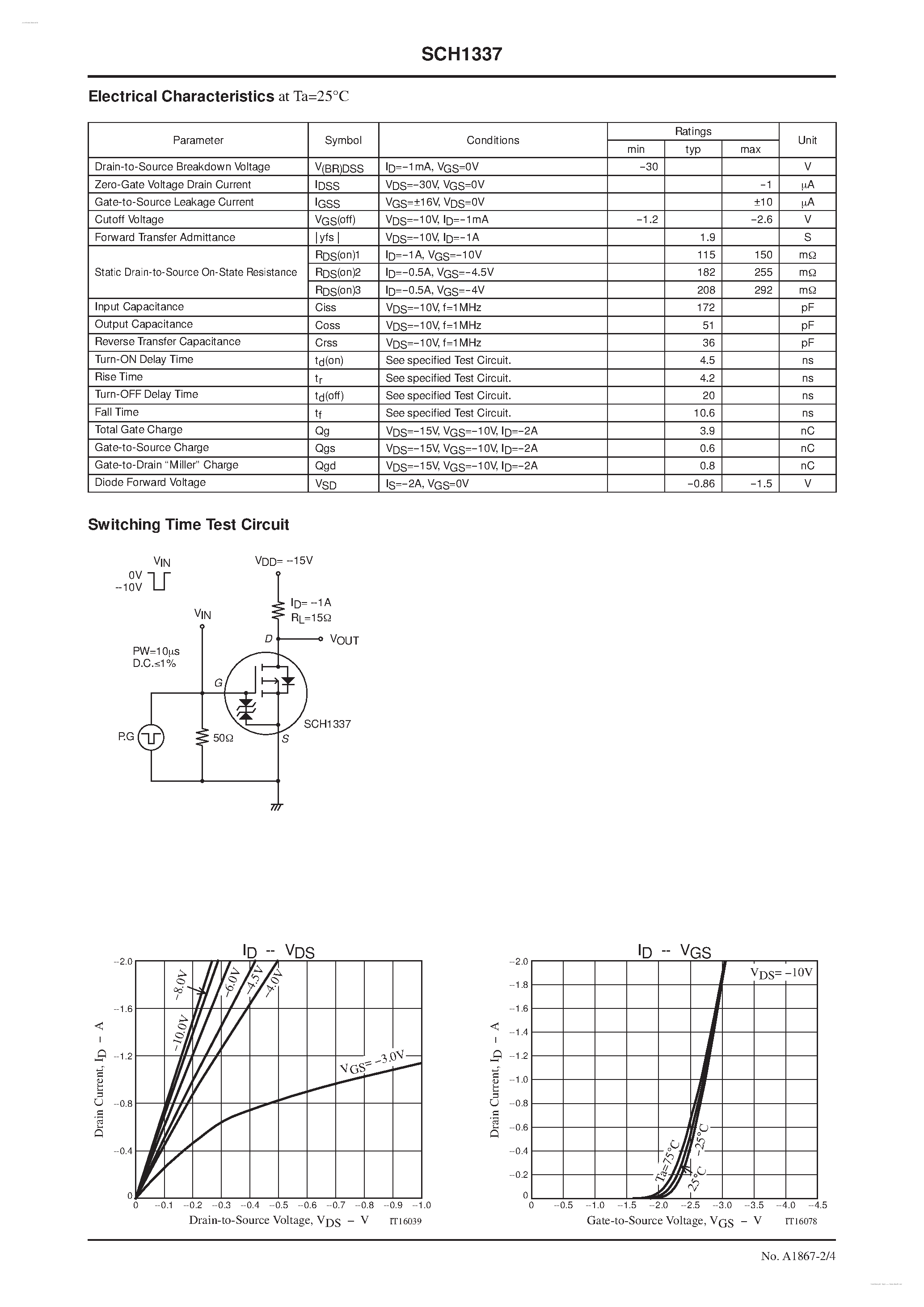 Даташит на микросхему SCH1337 страница 2 Даташит SCH1337 - P-Channel Silicon MOSFET страница 2