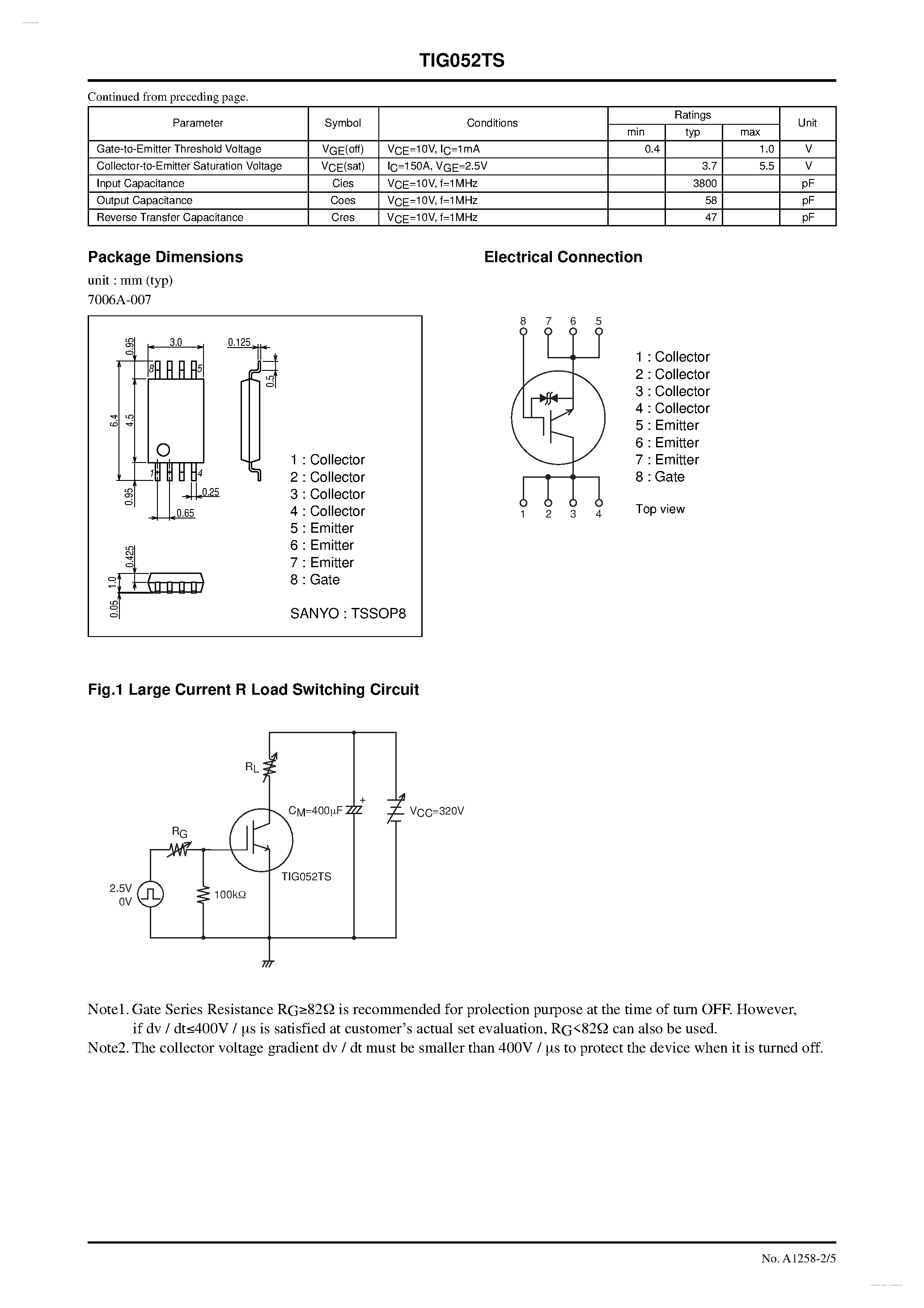 Datasheet TIG052TS page 2 Datasheet TIG052TS - N-Channel IGBT page 2
