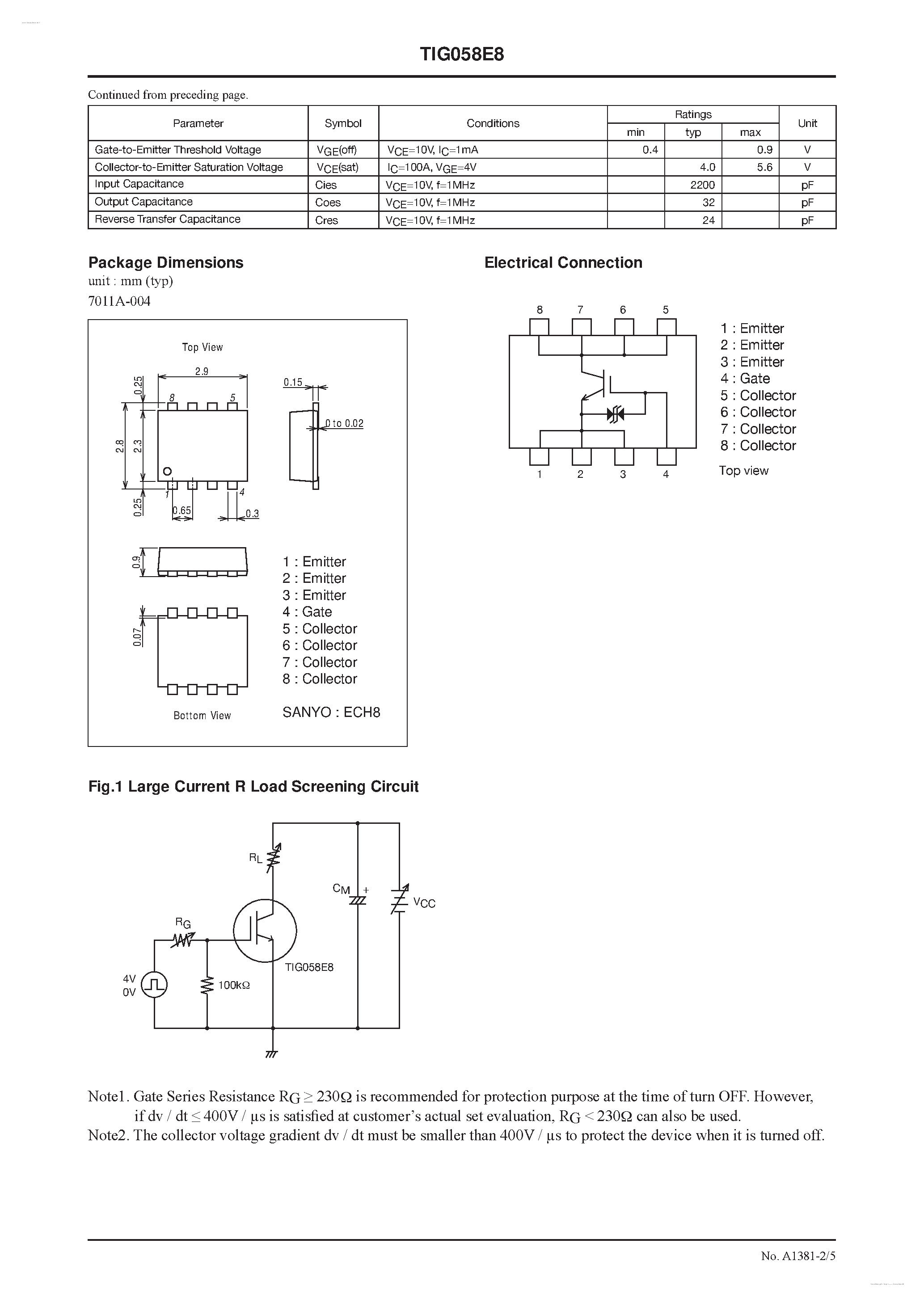Datasheet TIG058E8 - N-Channel IGBT page 2