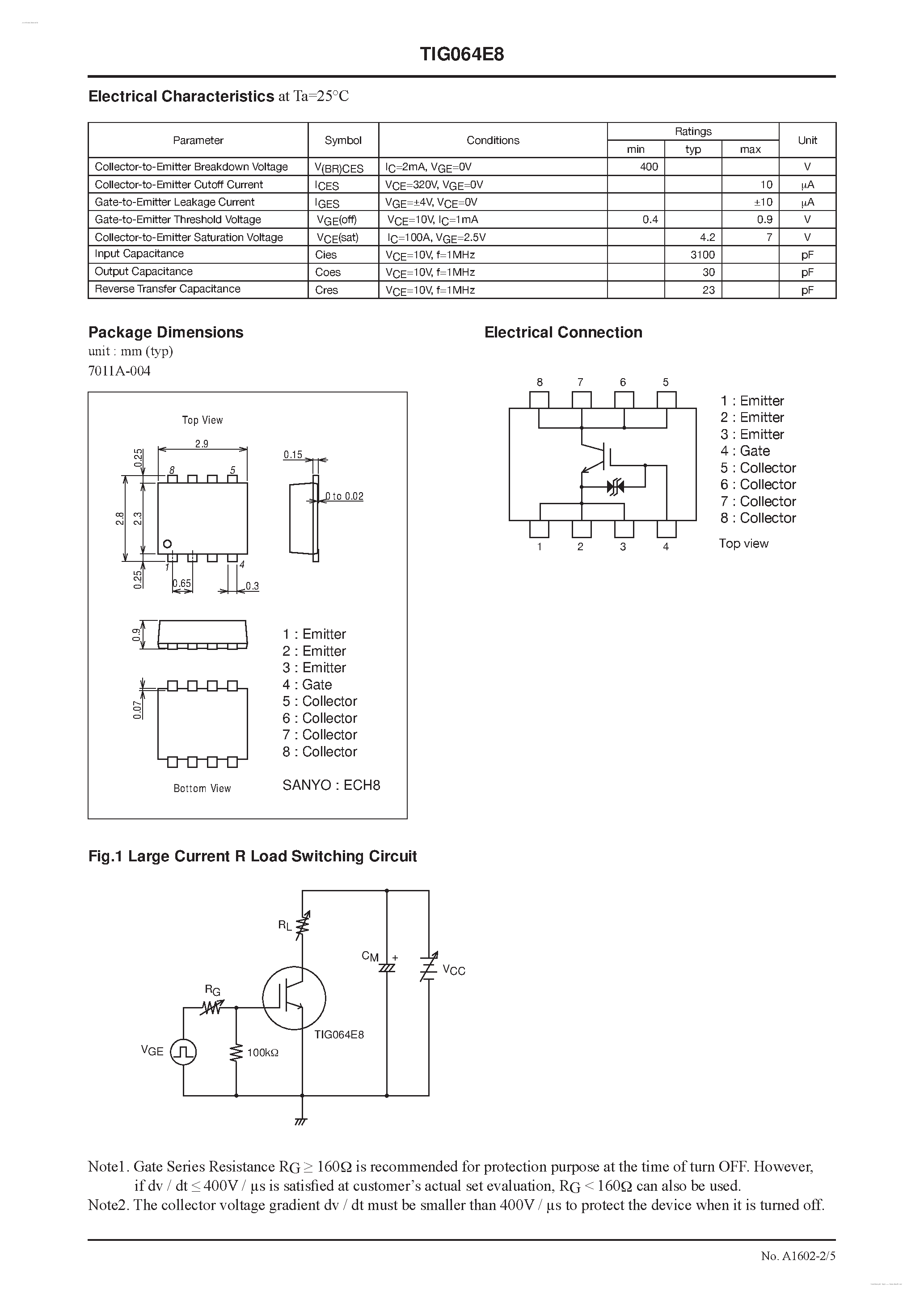 Datasheet TIG064E8 page 2 Datasheet TIG064E8 - N-Channel IGBT page 2