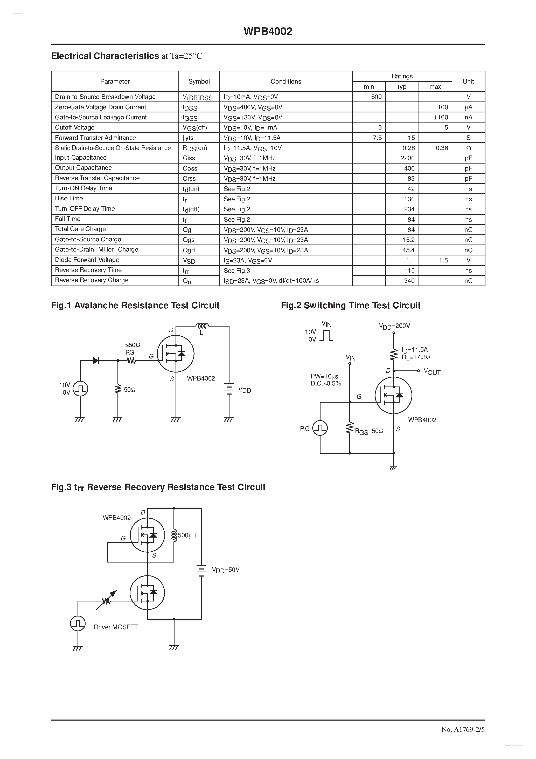 Datasheet WPB4002 page 2 Datasheet WPB4002 - N-Channel Silicon MOSFET page 2