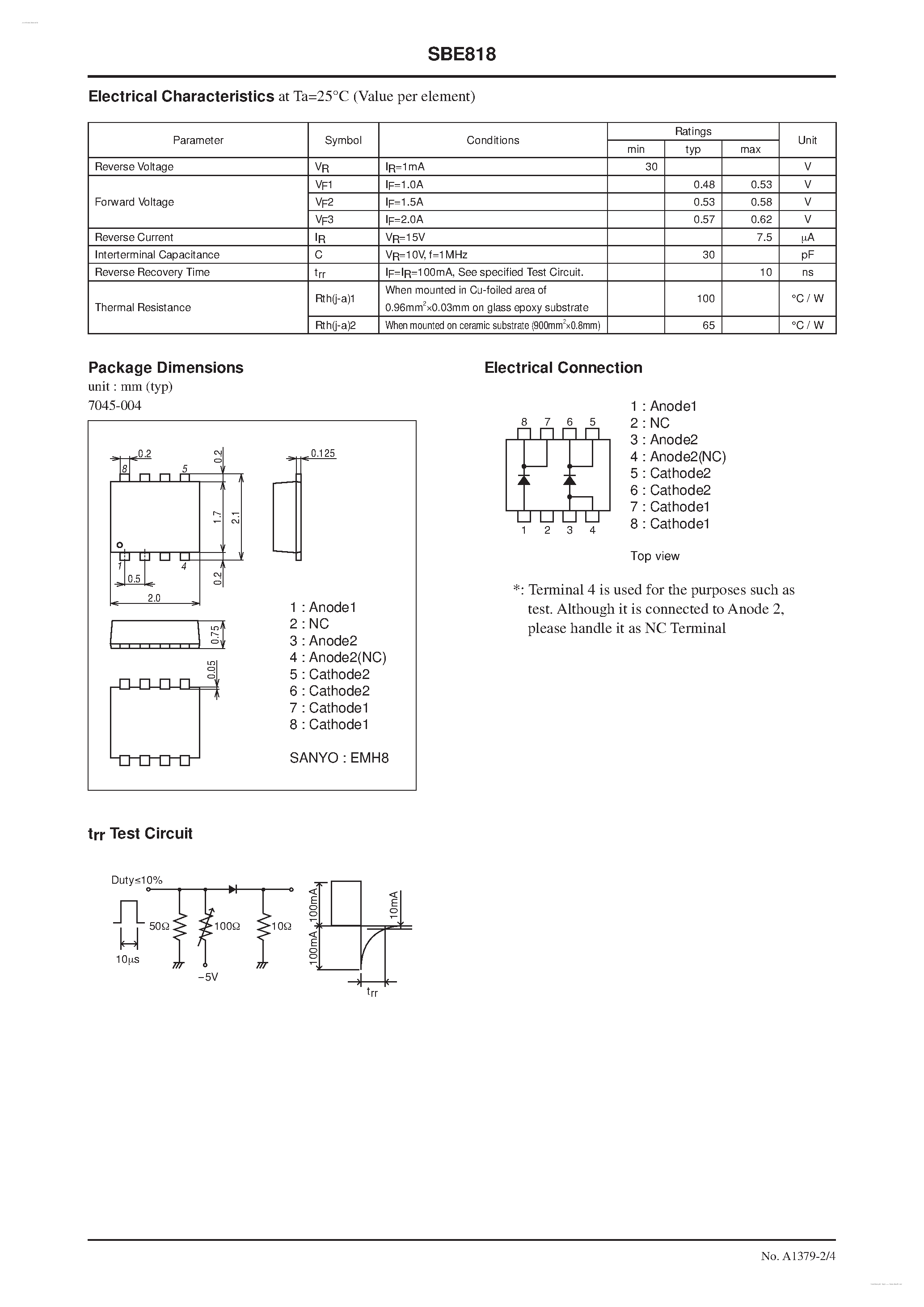 Datasheet SBE818 page 2 Datasheet SBE818 - Rectifier page 2