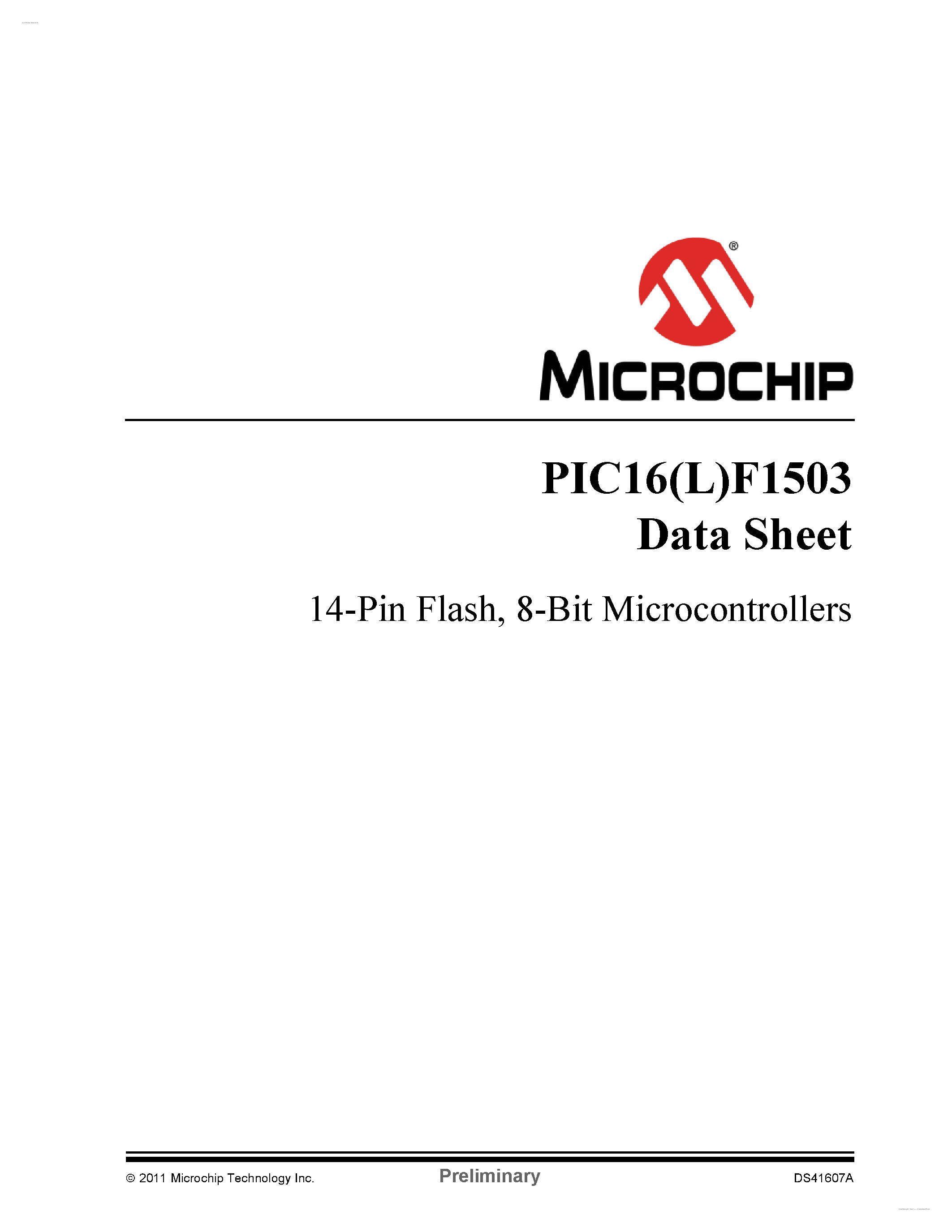 Даташит PIC16F1503 - 8-Bit Microcontrollers страница 1