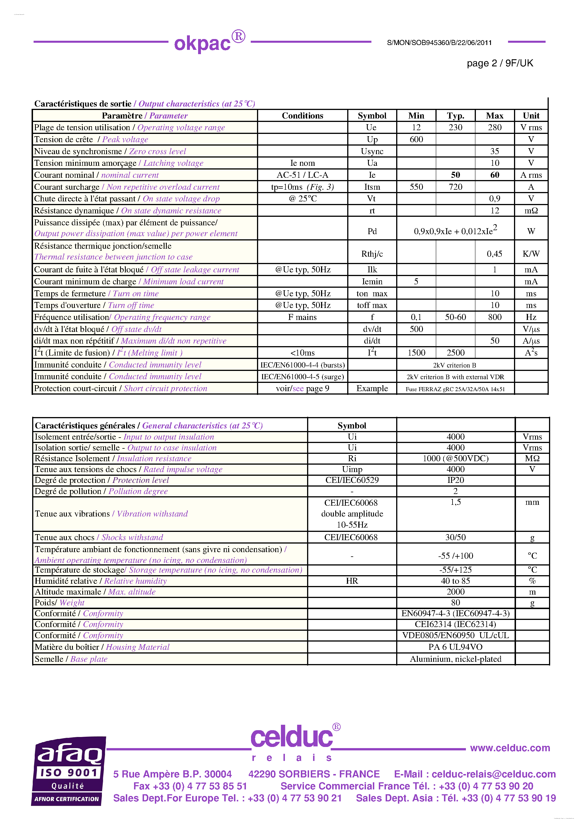 Datasheet SOB945360 - Solid State Relay page 2