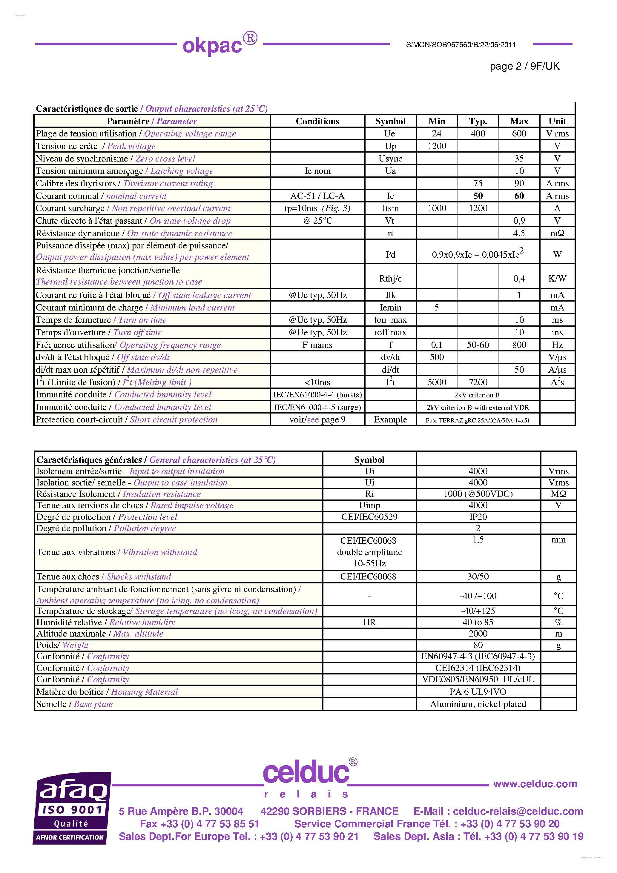 Datasheet SOB967660 - Solid State Relay page 2