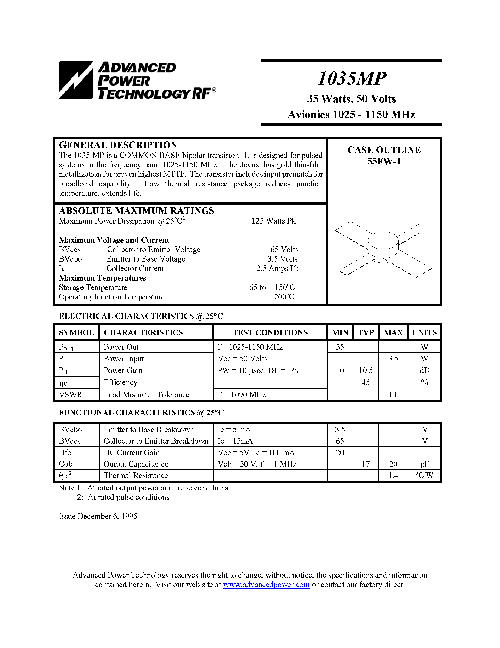 Datasheet 1035MP - bipolar transistor page 1
