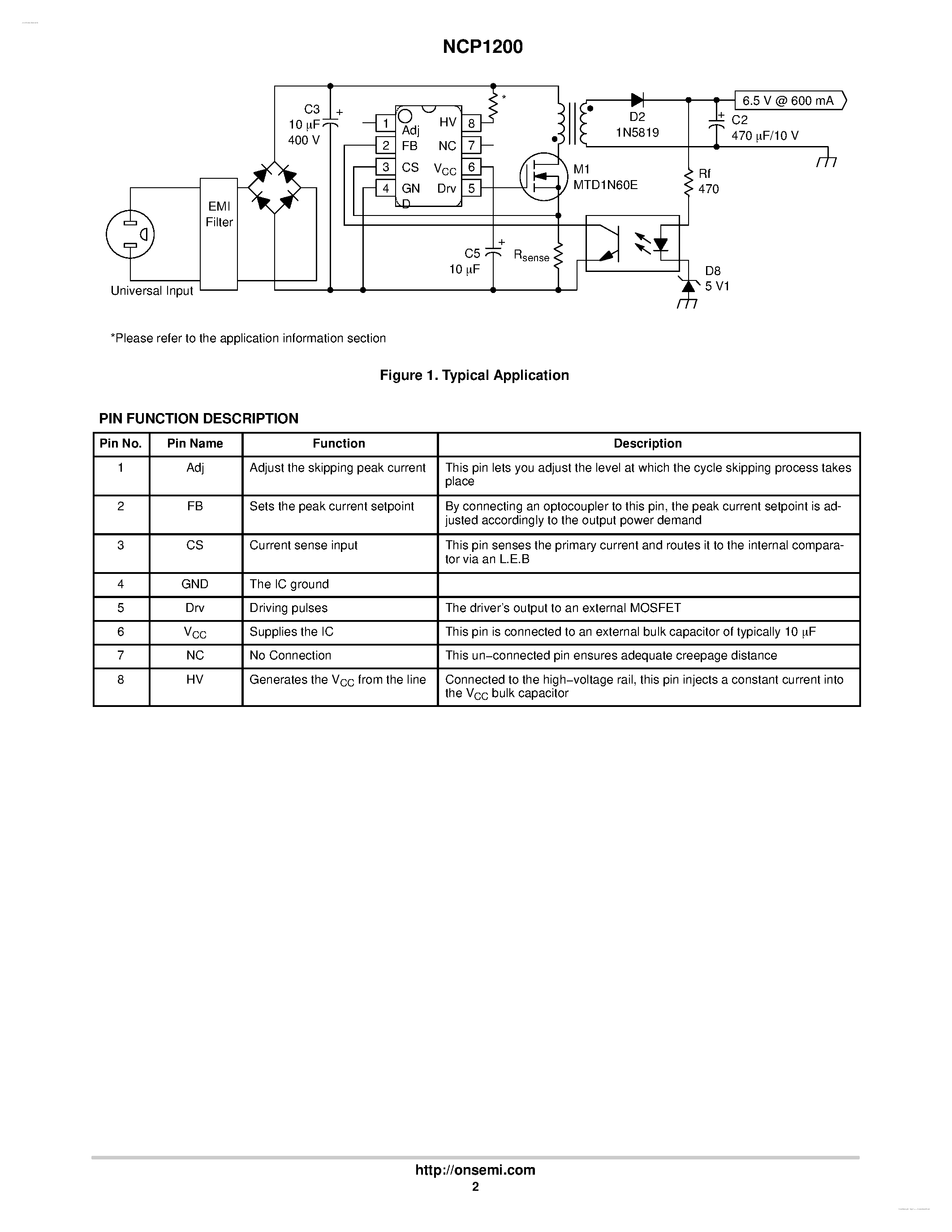 Даташит на микросхему 1200P100 страница 2 Даташит 1200P100 - Search -----> NCP1200P100 страница 2