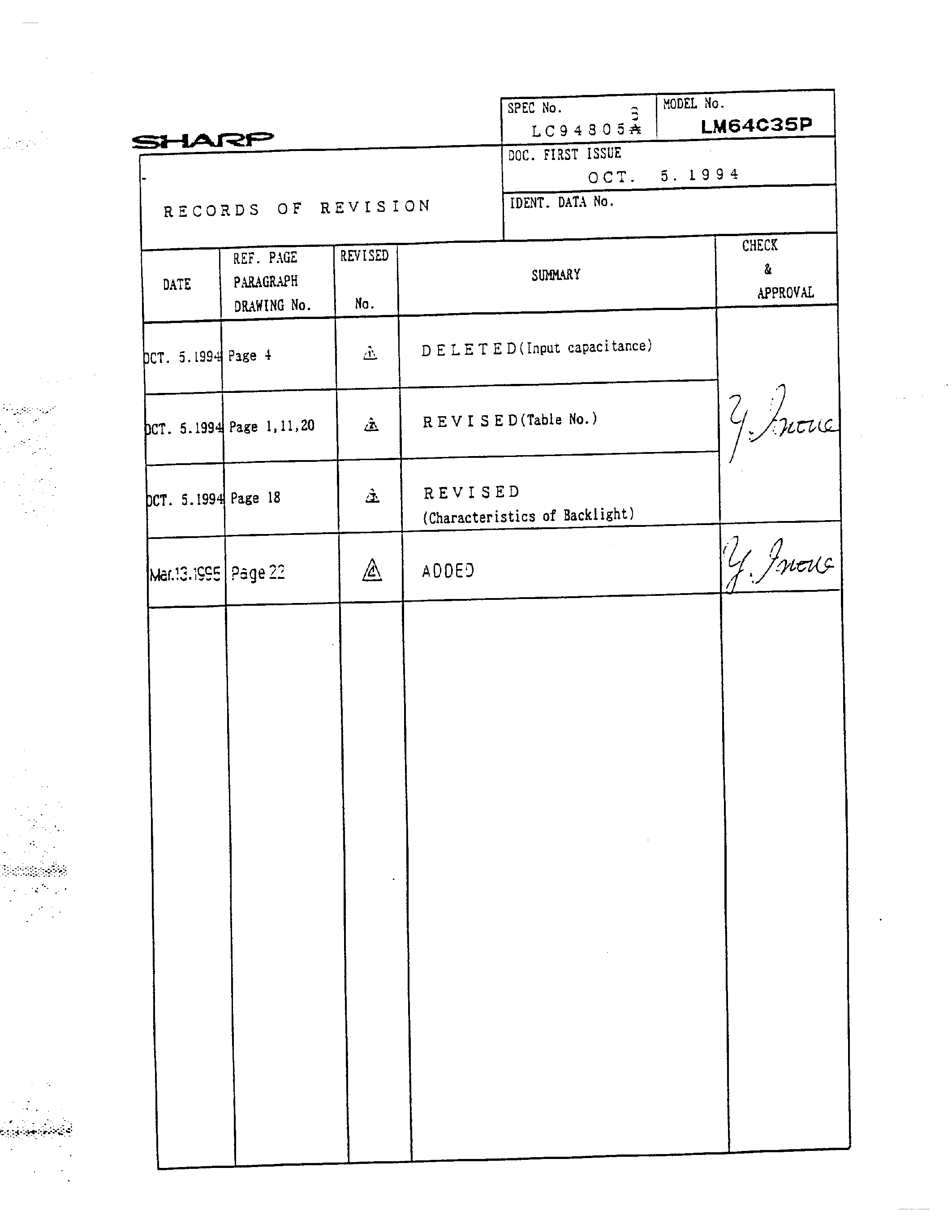 Datasheet LM64C35P page 2 Datasheet LM64C35P - Display Module page 2