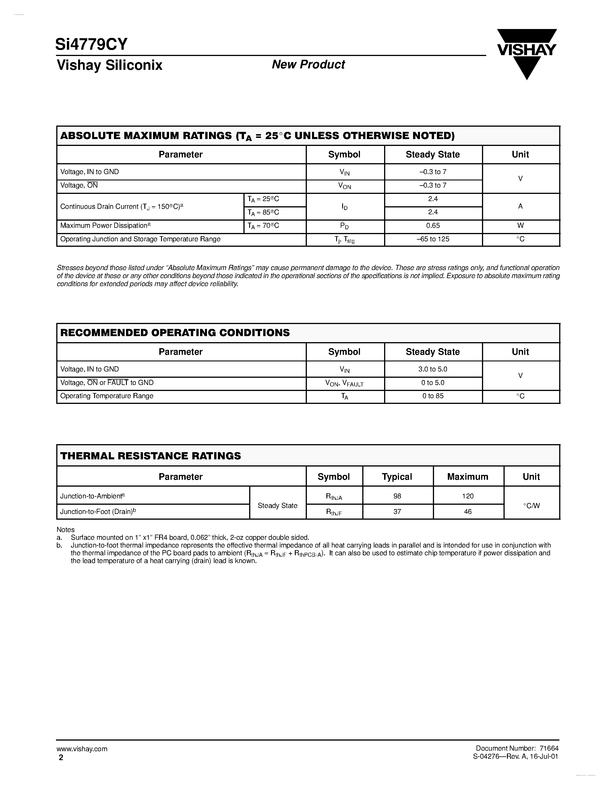 Datasheet SI4779CY - High-Side N-Channel Switch page 2