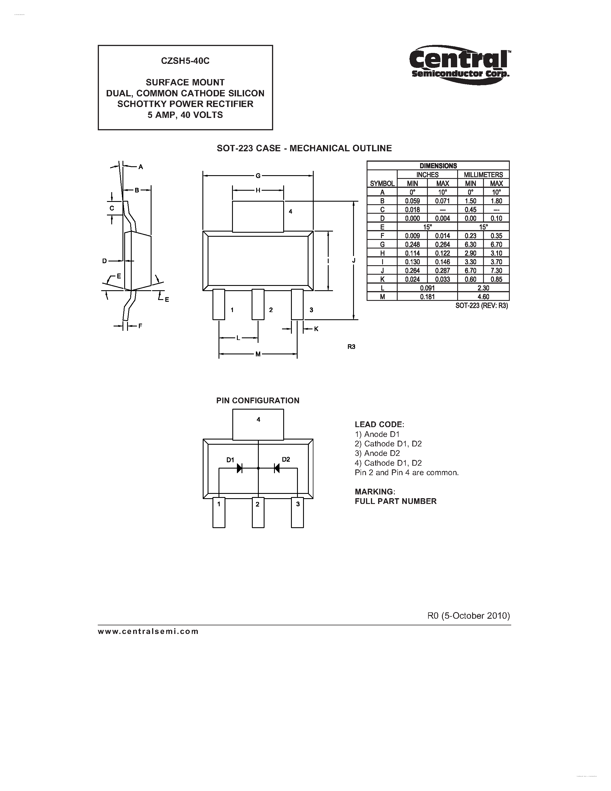 Datasheet CZSH5-40C page 2 Datasheet CZSH5-40C - SURFACE MOUNT SILICON SCHOTTKY BARRIER RECTIFIER page 2