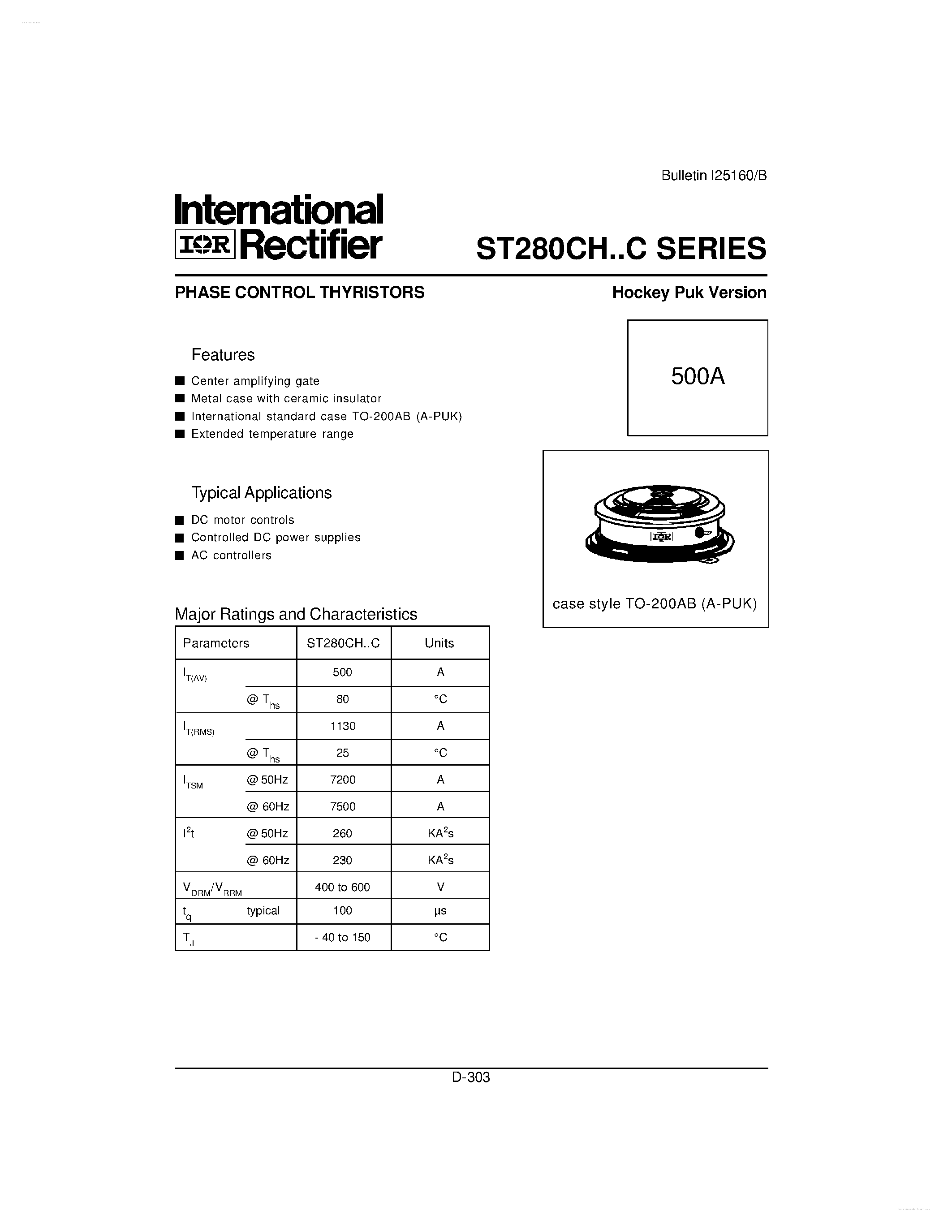 Datasheet ST280CH page 2 Datasheet ST280CH - PHASE CONTROL THYRISTORS page 2
