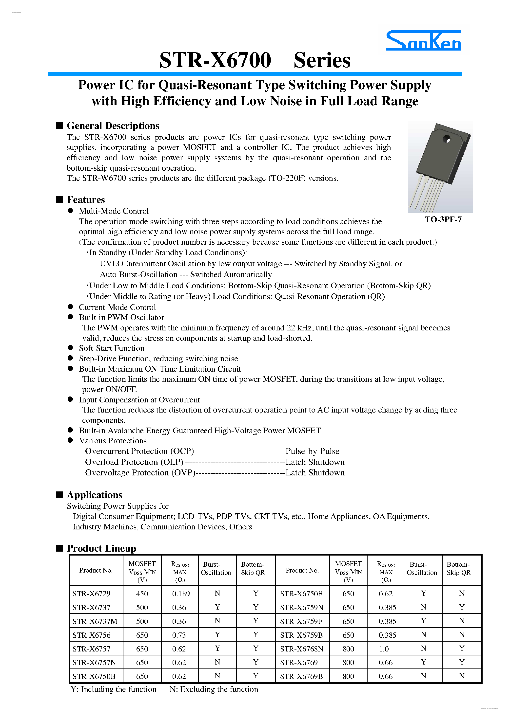 Даташит на микросхему STR-X6700 страница 1 Даташит STR-X6700 - Power IC страница 1