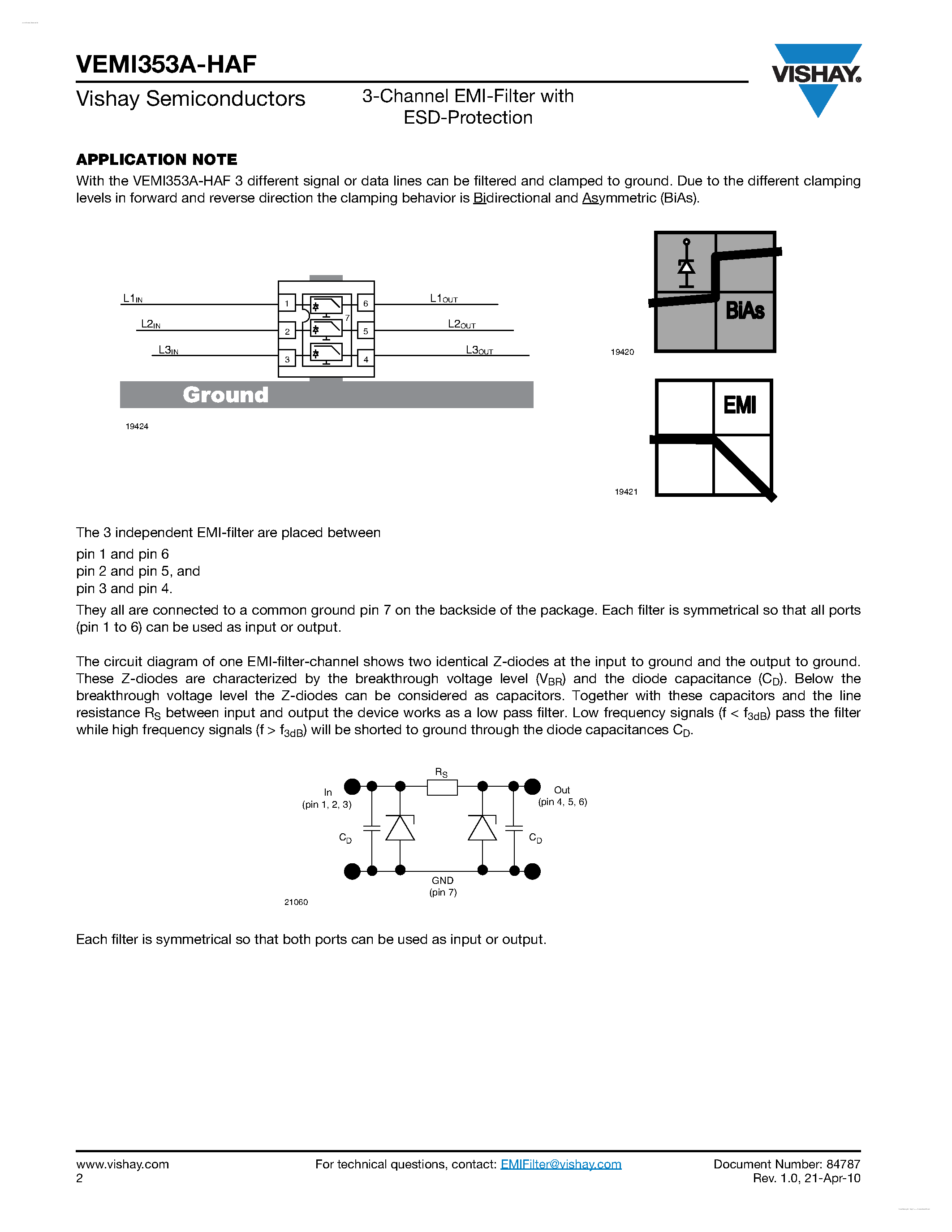 Datasheet VEMI353A-HAF - 3-Channel EMI-Filter page 2