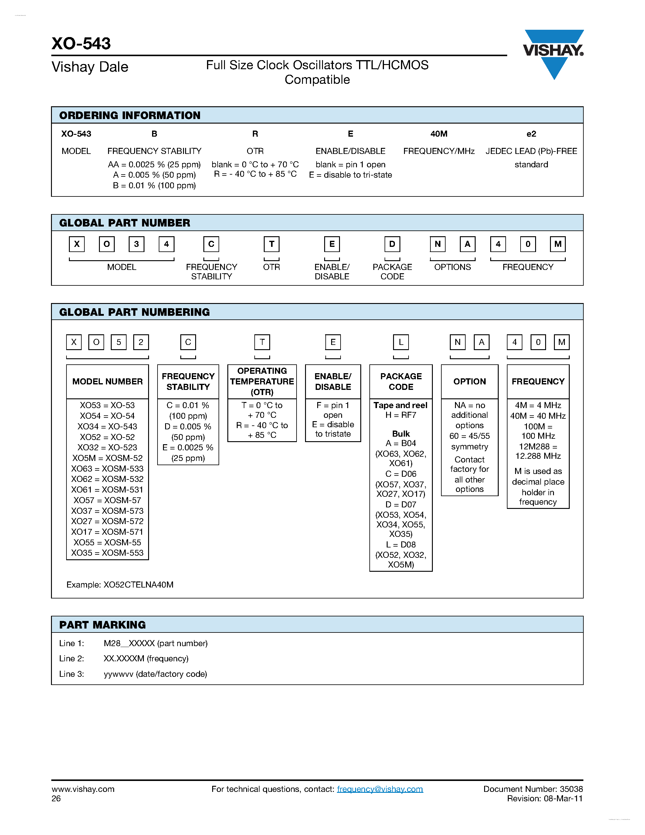 Datasheet XO-543 - Full Size Clock Oscillators TTL/HCMOS Compatible page 2